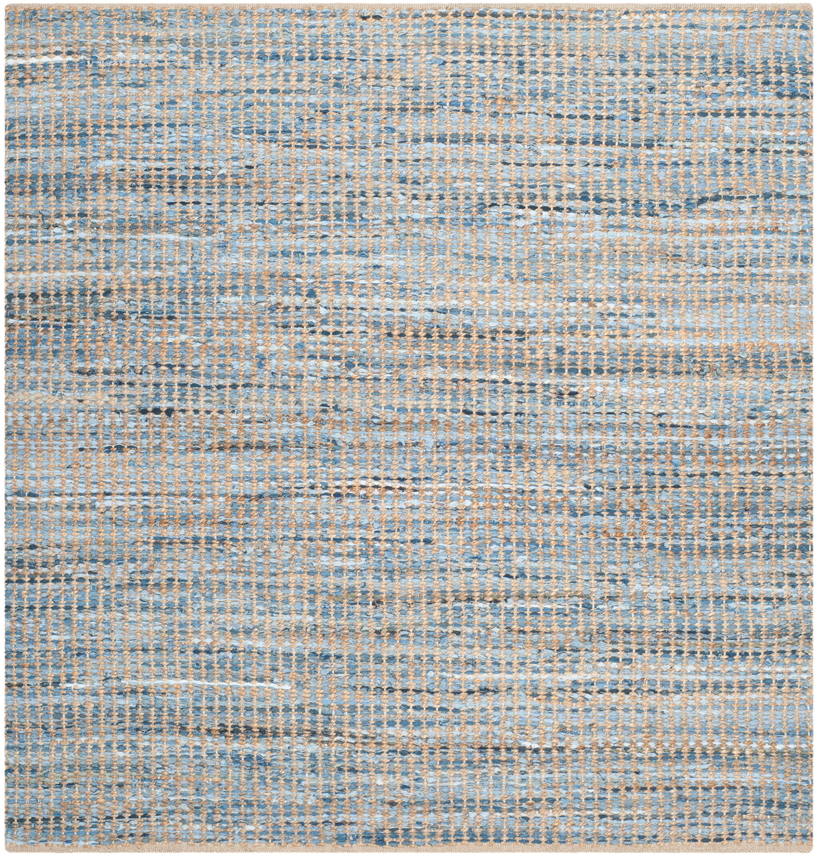 Cape Cod CAP352 Hand Woven Area Rug - Natural/Blue - 6'x6' - Safavieh.