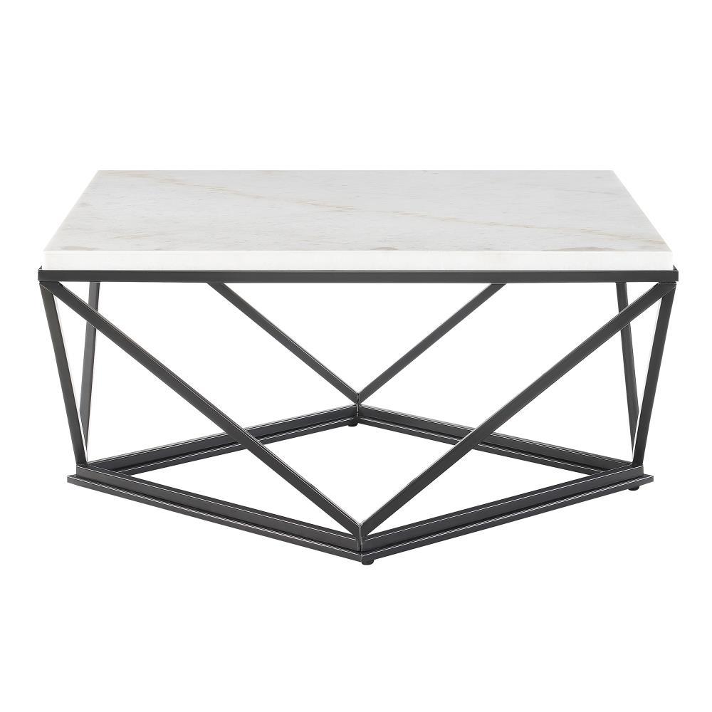Picket House Furnishings Conner Square Marble Top Coffee Table in White/Black