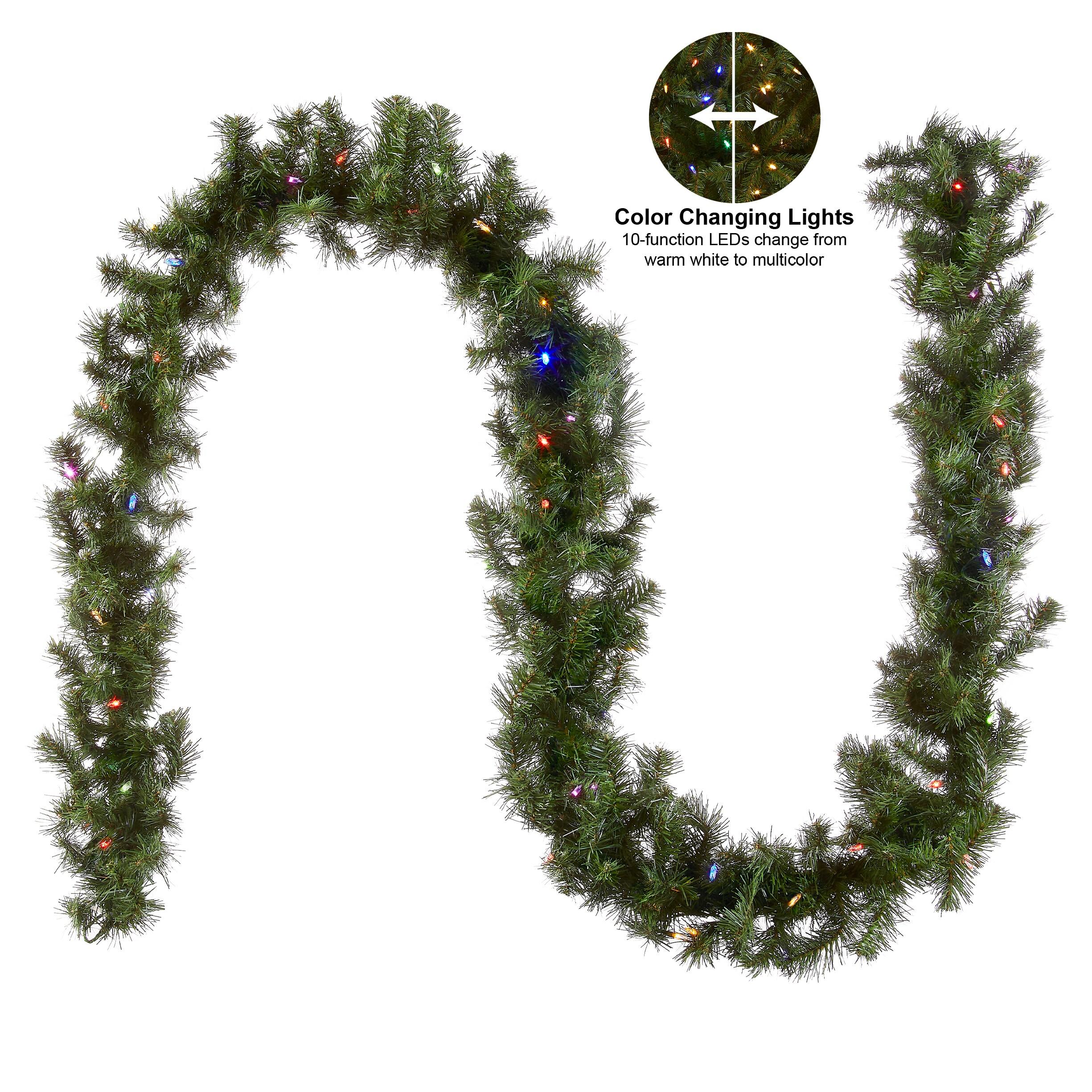 9ft' North Valley Spruce Artificial Christmas Garland with LED Lights