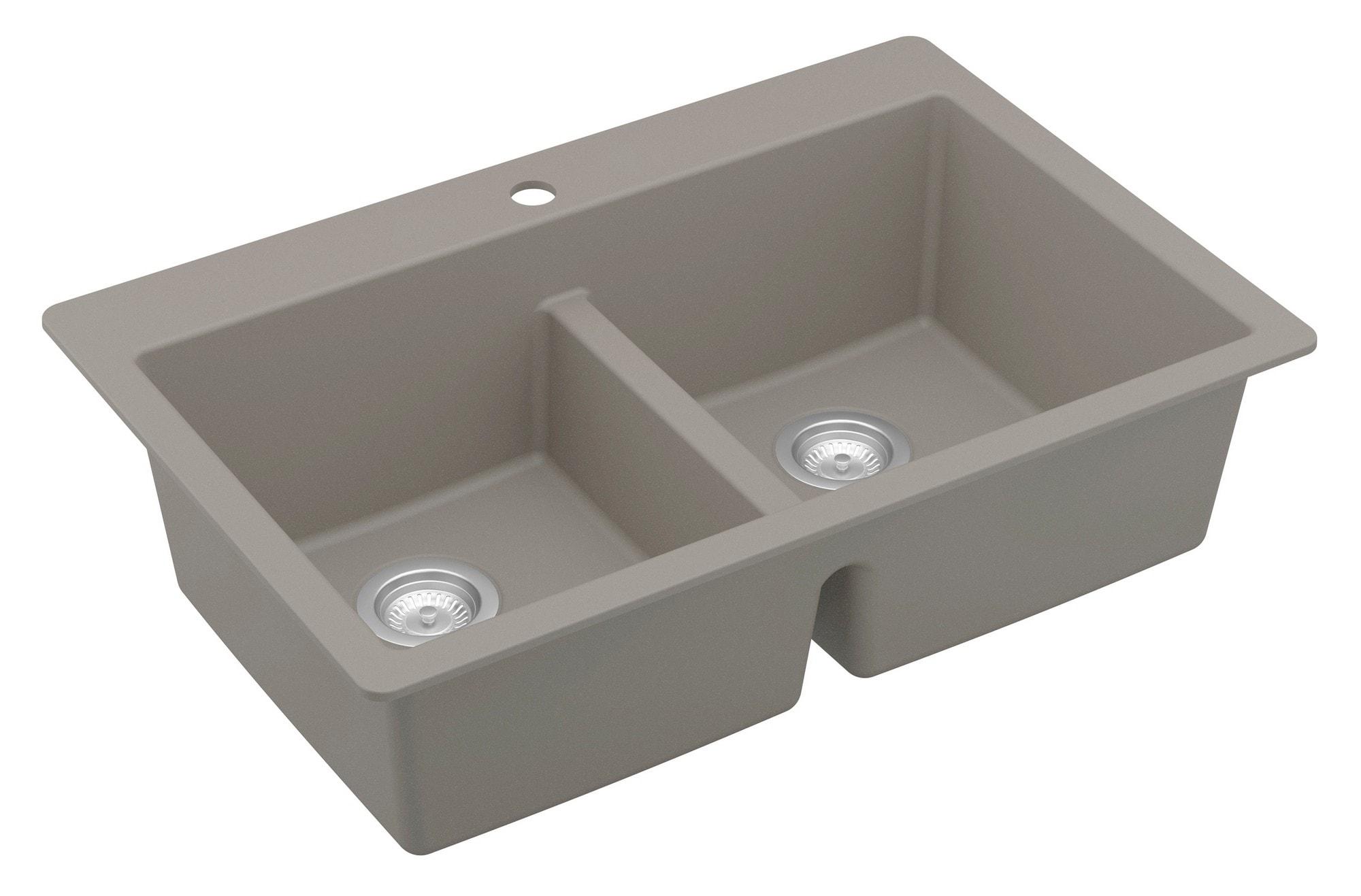 Karran Quartz 33'' X 22'' 50/50 Double Bowl Composite Drop-in Kitchen Sink