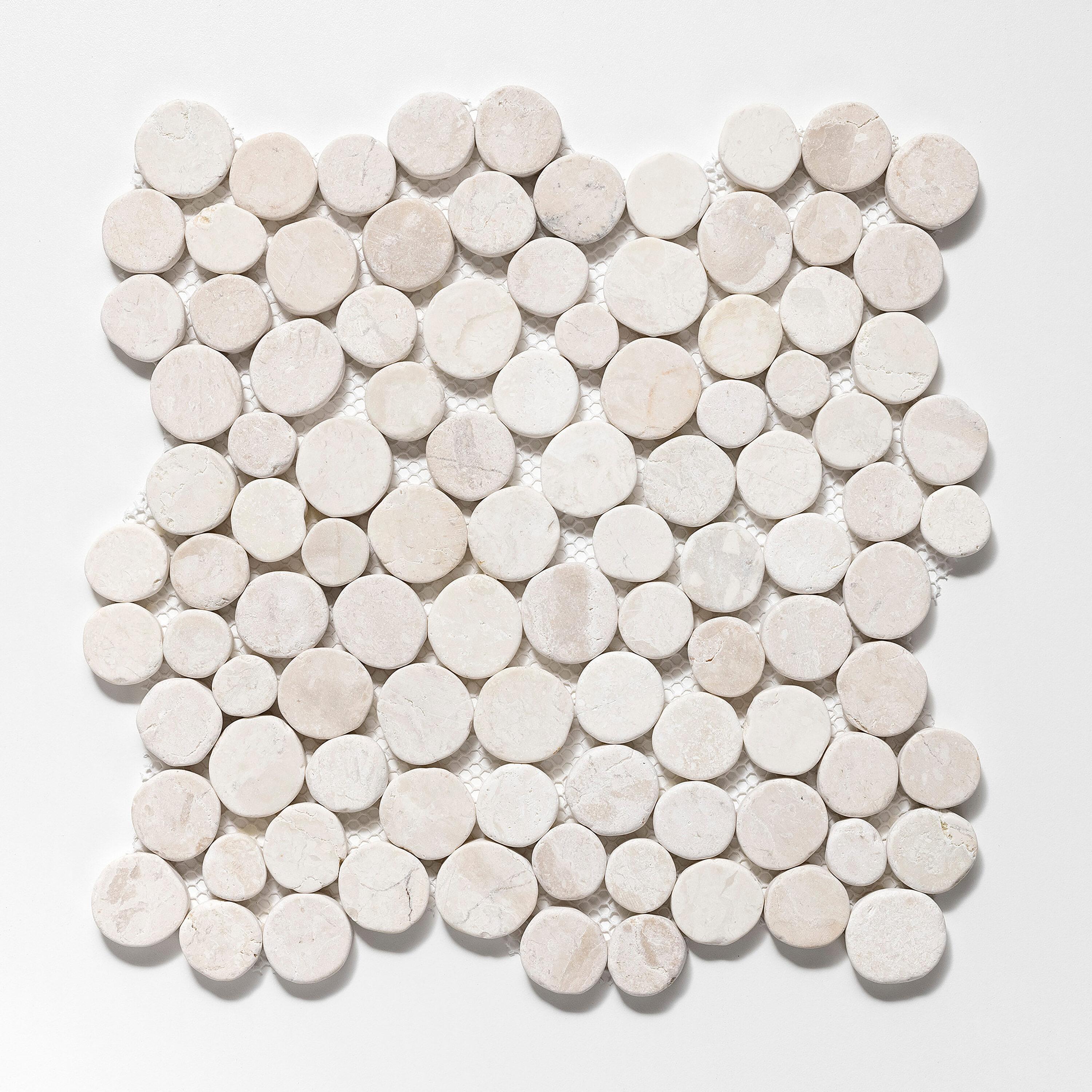 Cruz Bay Studio 11.5" x 11.5" Random Sized Natural Stone Penny Round Mosaic Wall & Floor Tile