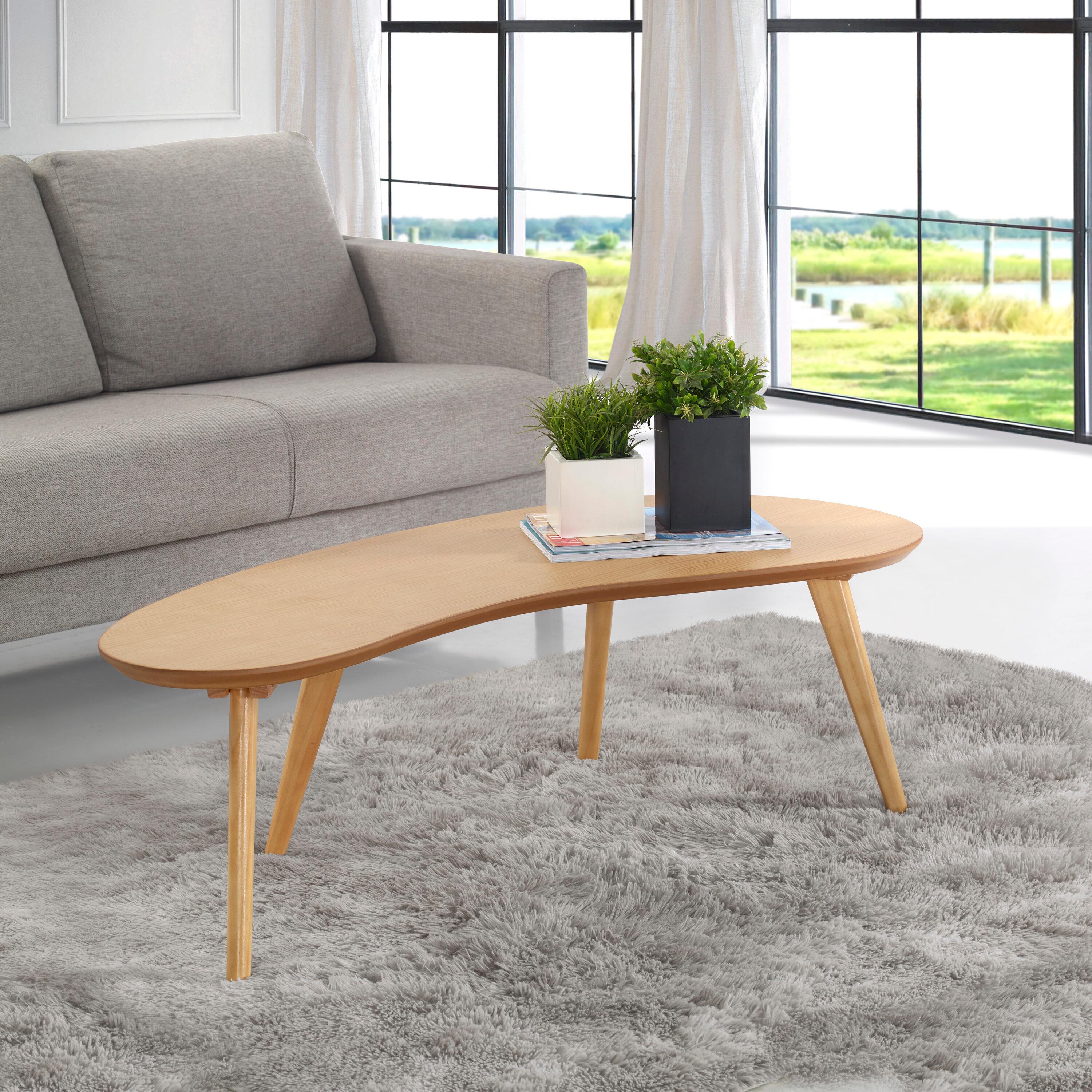 Camaflexi Mid Century Modern Coffee Table Small Tabletop Wood Coffee Desk, Oak Finish