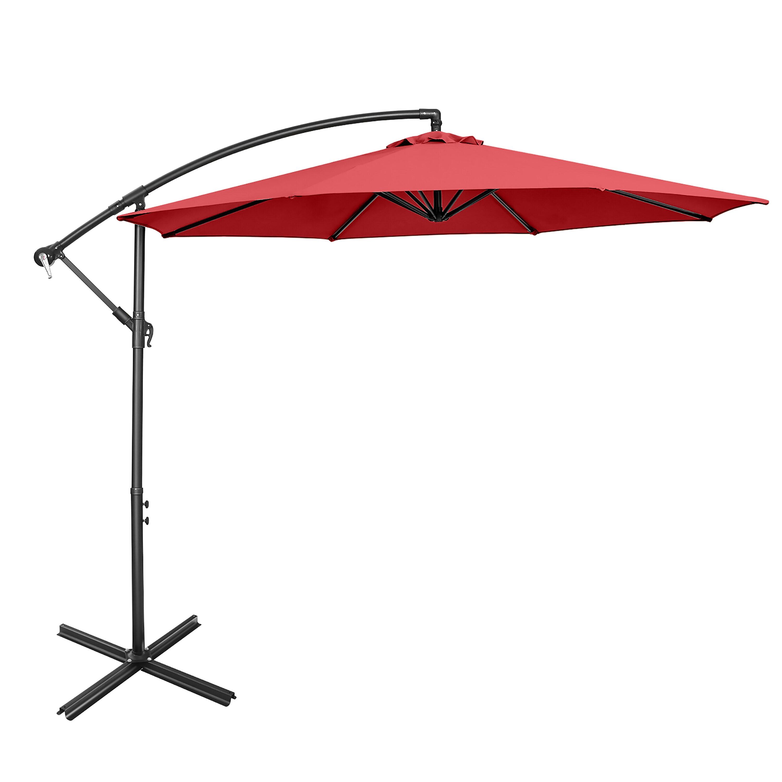 Costway  10 FT Patio Offset Umbrella w/8 Ribs Cross Base Tilt Claret