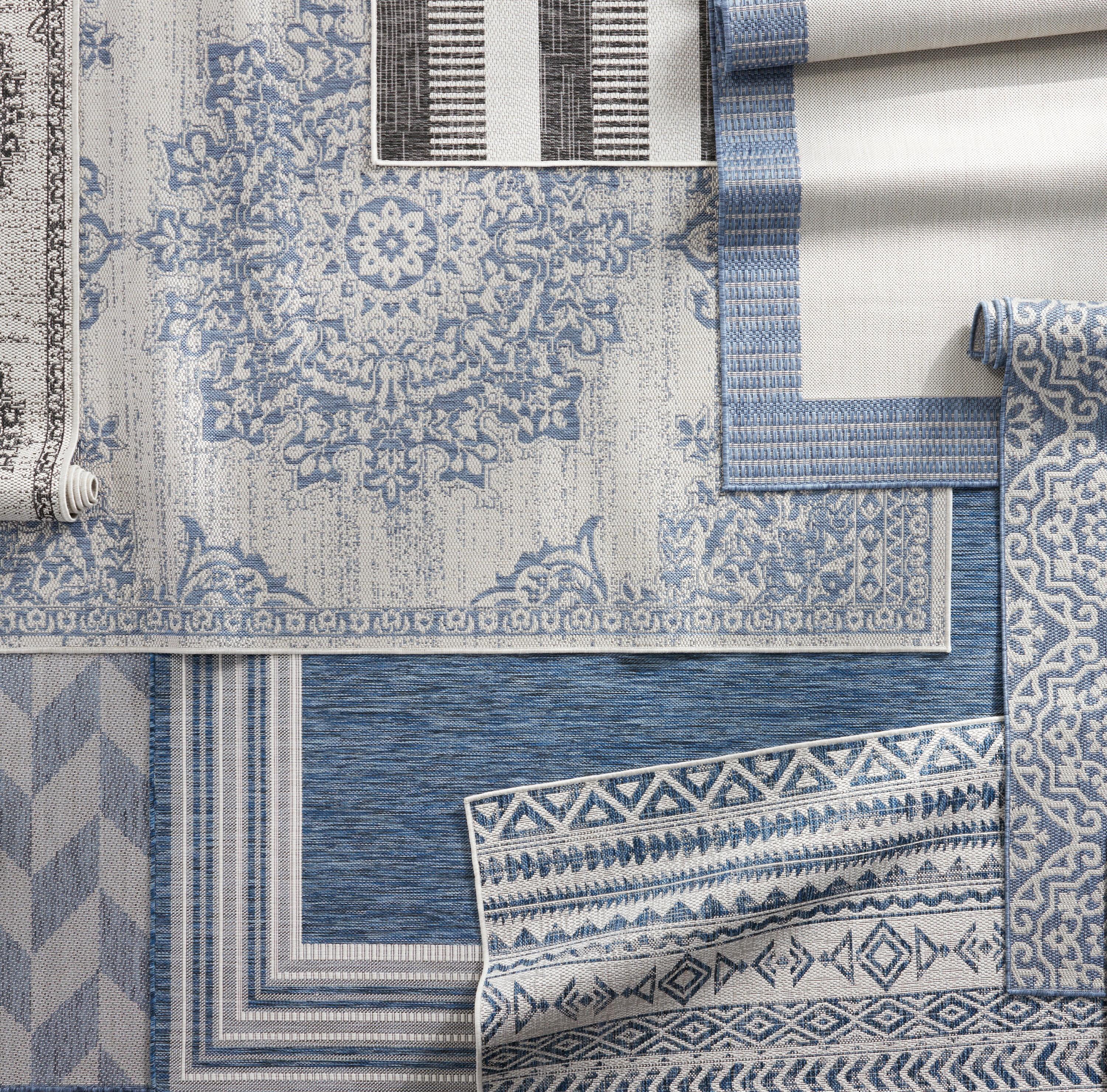 Nicole Miller Nicole Miller New York Patio Country Calla Herringbone Indoor/Outdoor Runner Area Rug