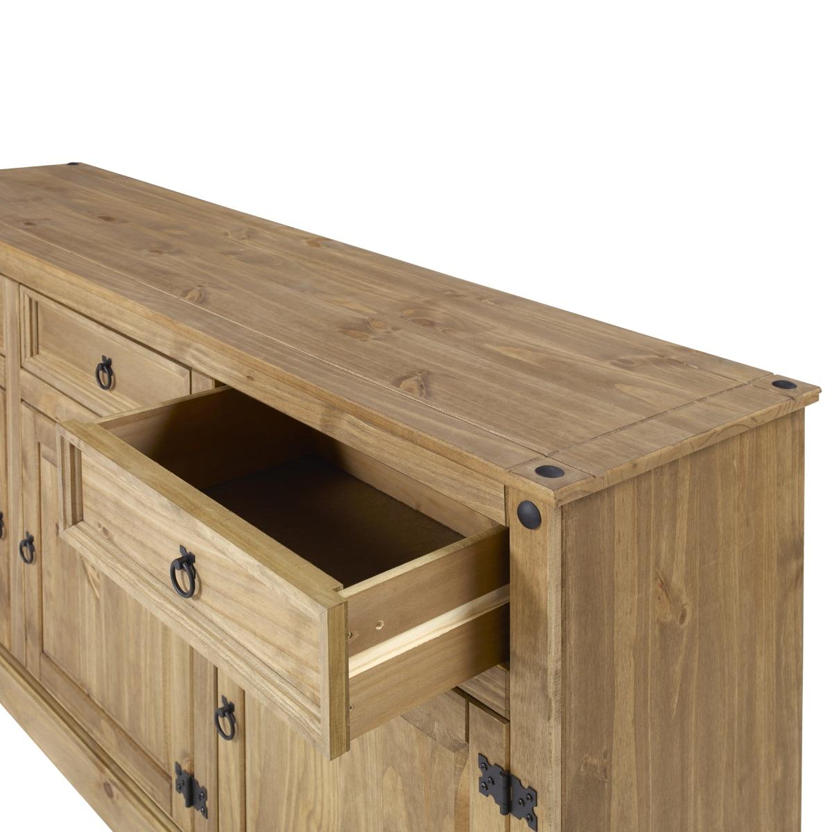 OS Home and Office Furniture Model COR917 Cottage Series Wood Buffet Sideboard in Corona Brown Brown