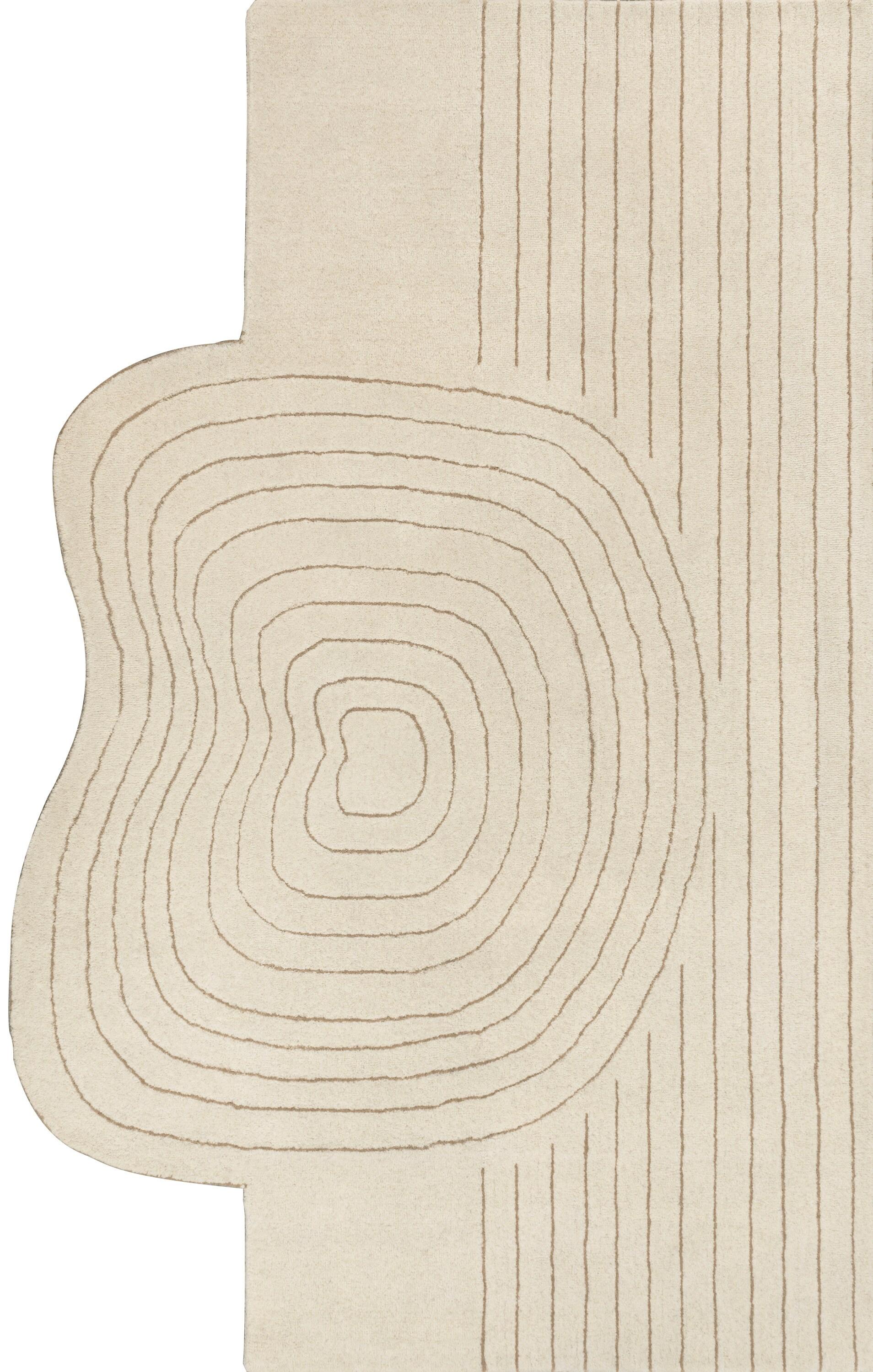 JONATHAN Y Retro Bohemian Abstract Striped Handwoven Wool Ivory/Beige 6 ft. x 9 ft. Area Rug