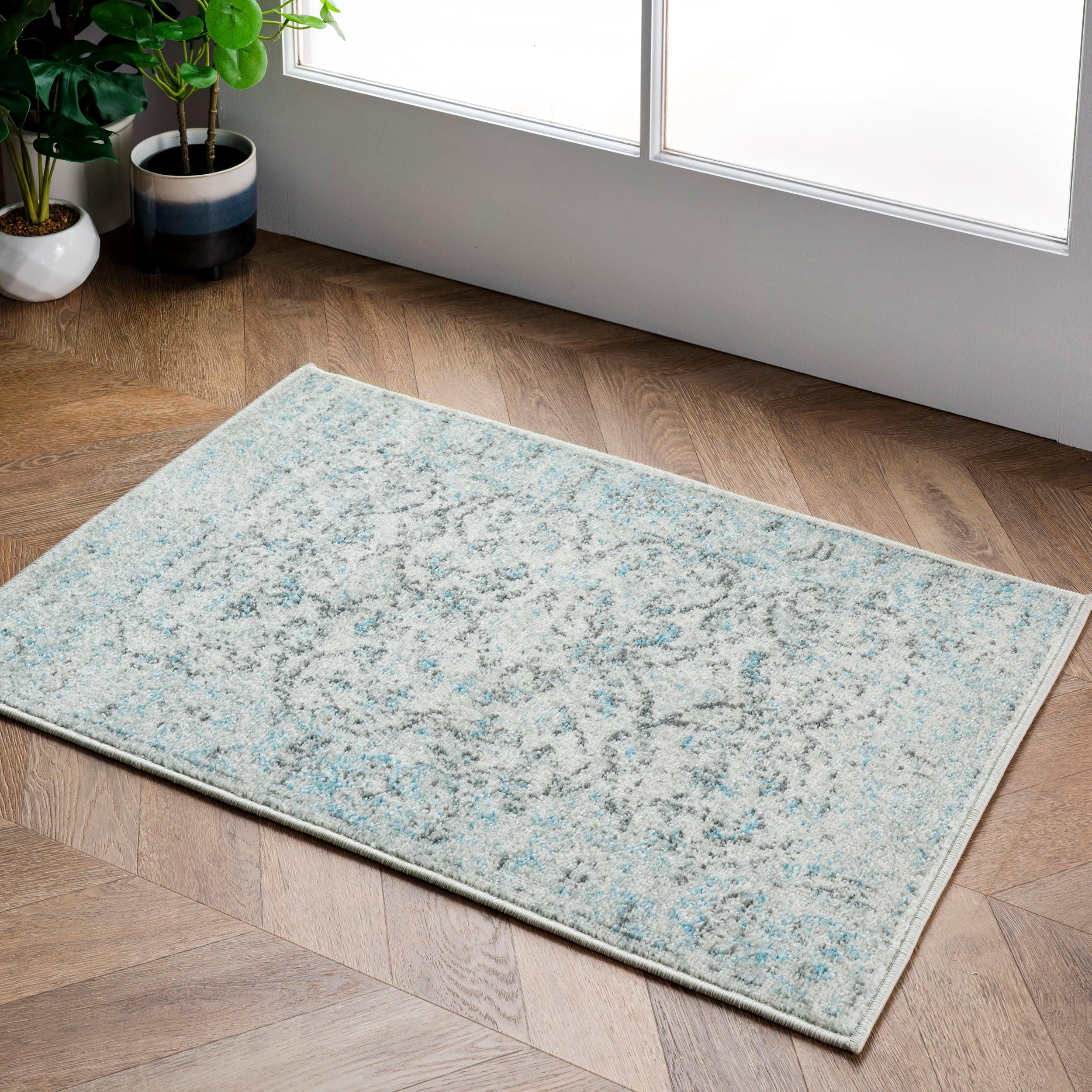 8'x10' Vintage Rio Area Rug Aqua- nuLOOM: Shabby Chic, Stain-Resistant, Low Pile, Machine Made, Indoor Use