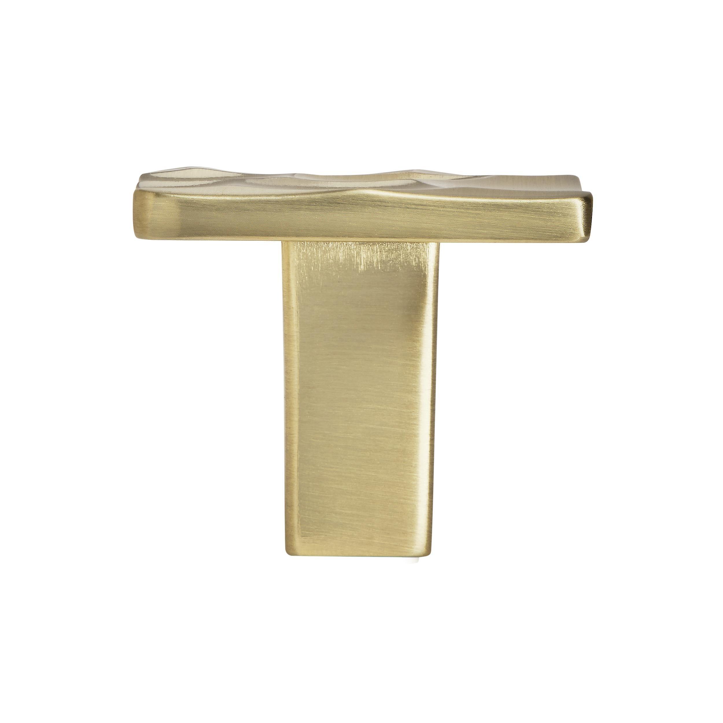 Golden Champagne Modern Square Cabinet Knob with Mounting Hardware