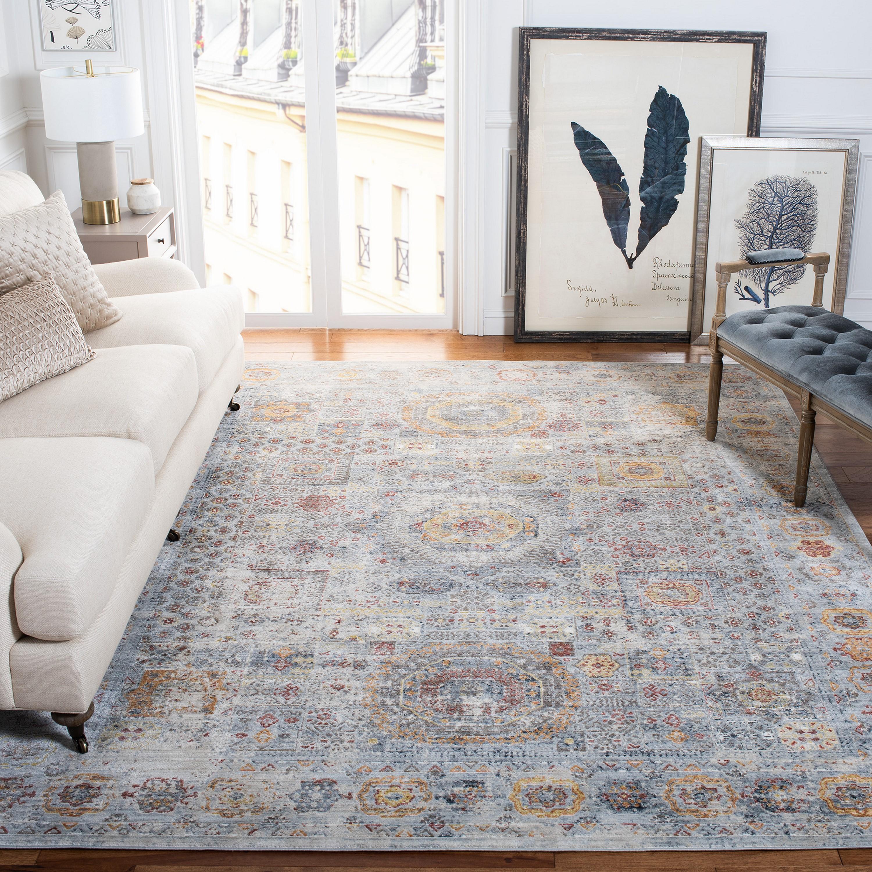 SAFAVIEH History Stanice Oriental Area Rug, Light Grey/Gold, 9' x 12'