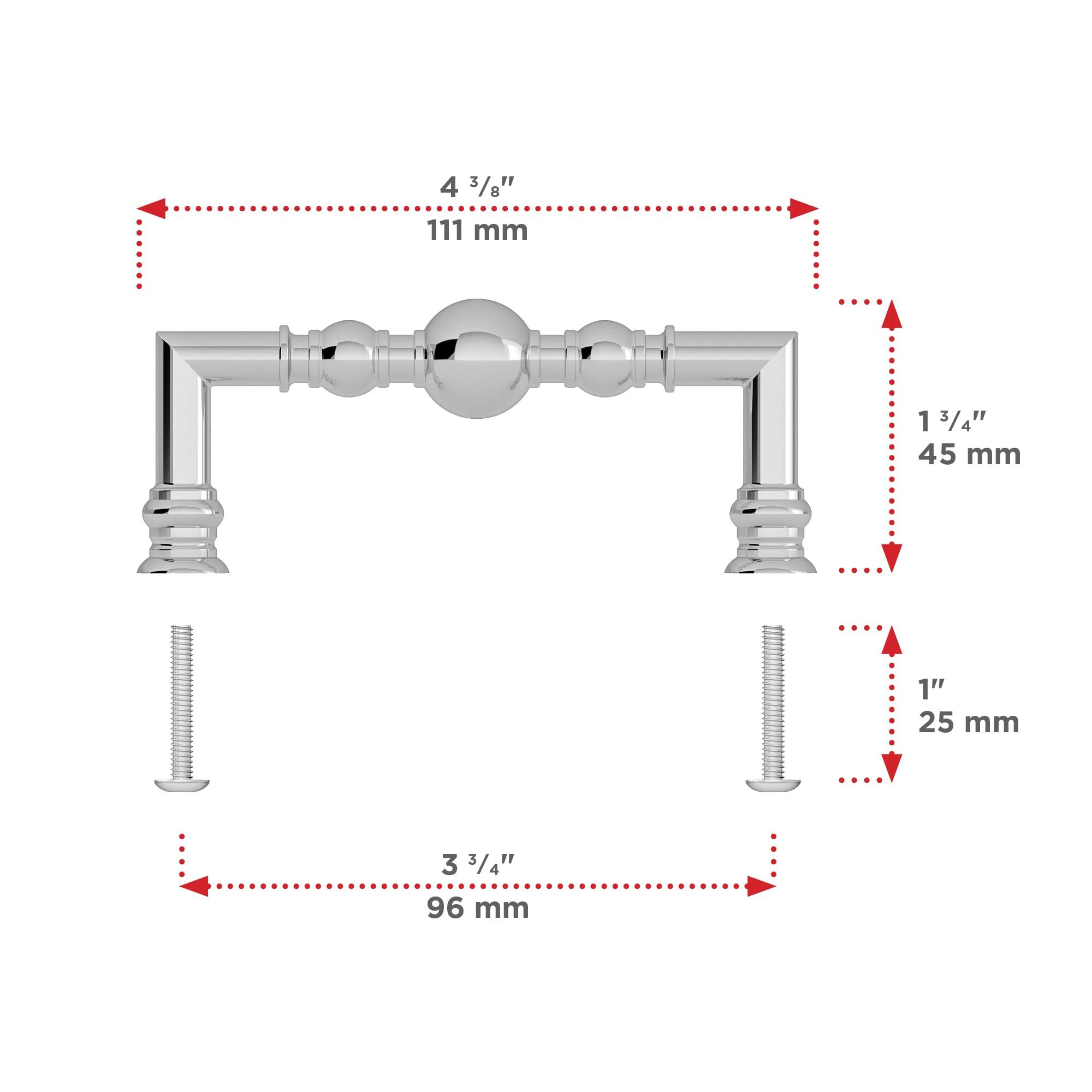 Richelieu Hardware BP878996140 Firenze Collection 3 3/4-inch (96 mm) Center-to-Center Chrome Traditional Round Cabinet and Drawer Pull Handle for Kitchen, Bathroom, and Furniture