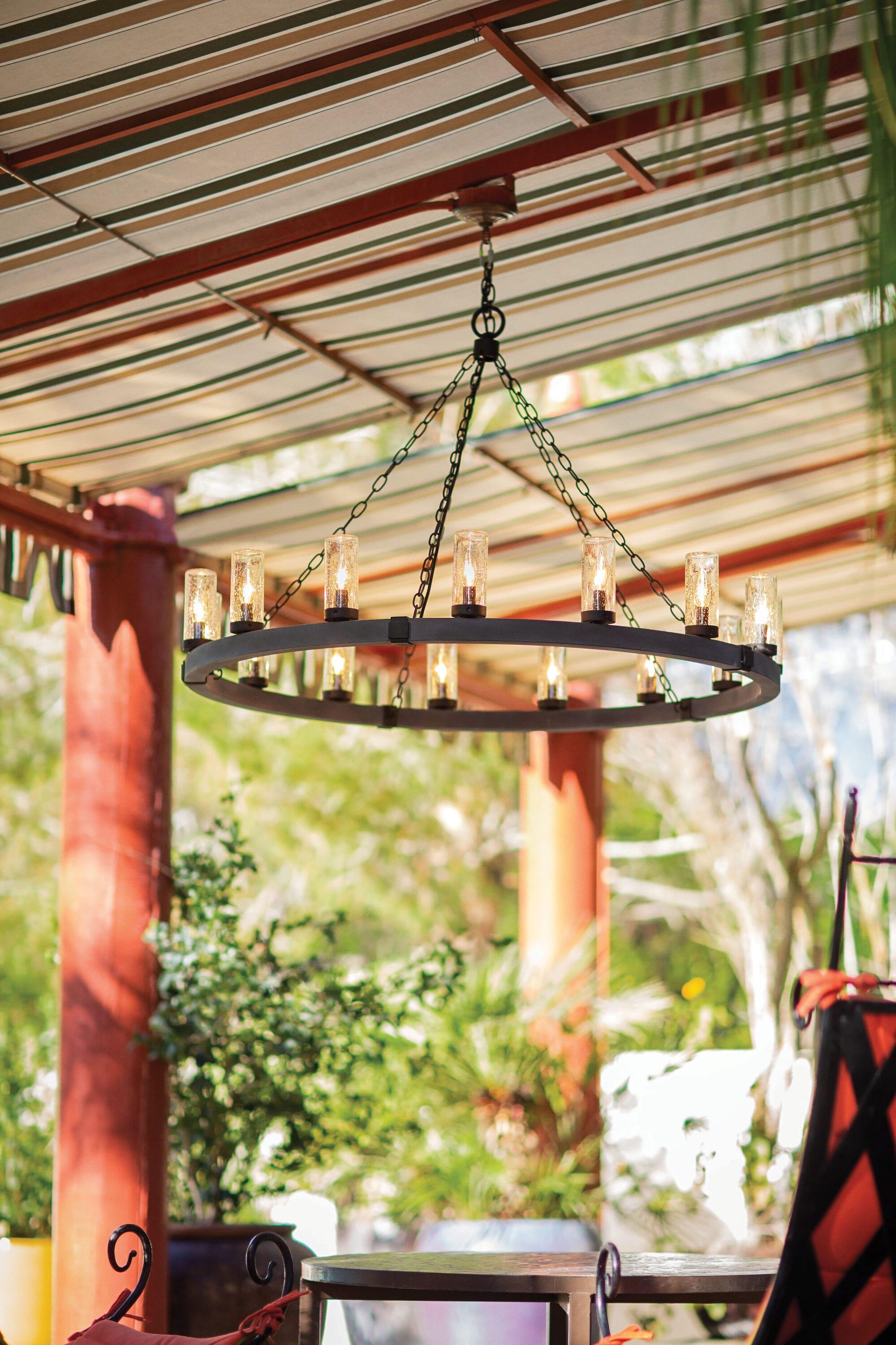 Sawyer 15-Light Single Tier Outdoor Rustic Chandelier
