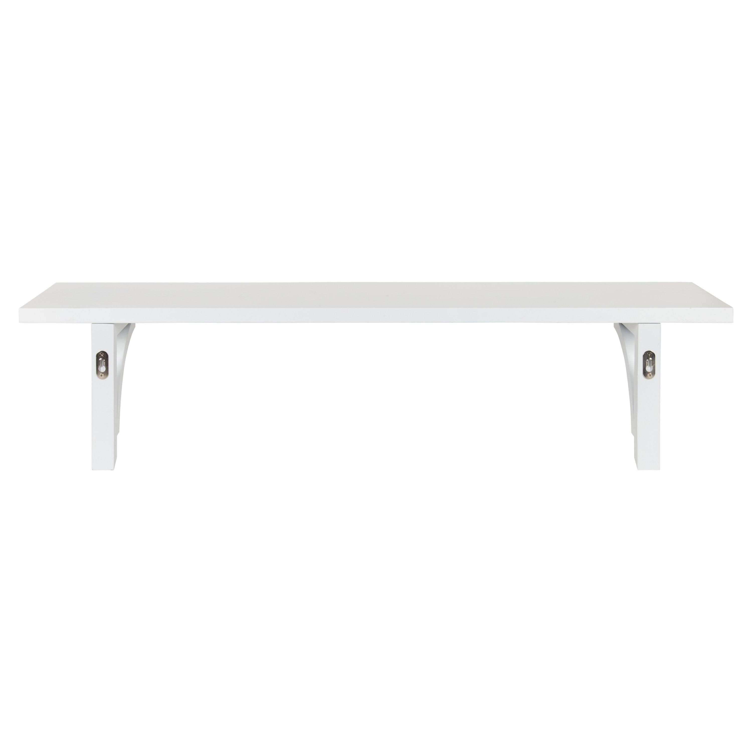 Kate and Laurel Corblynd Traditional Wood Wall Shelf, White 36"