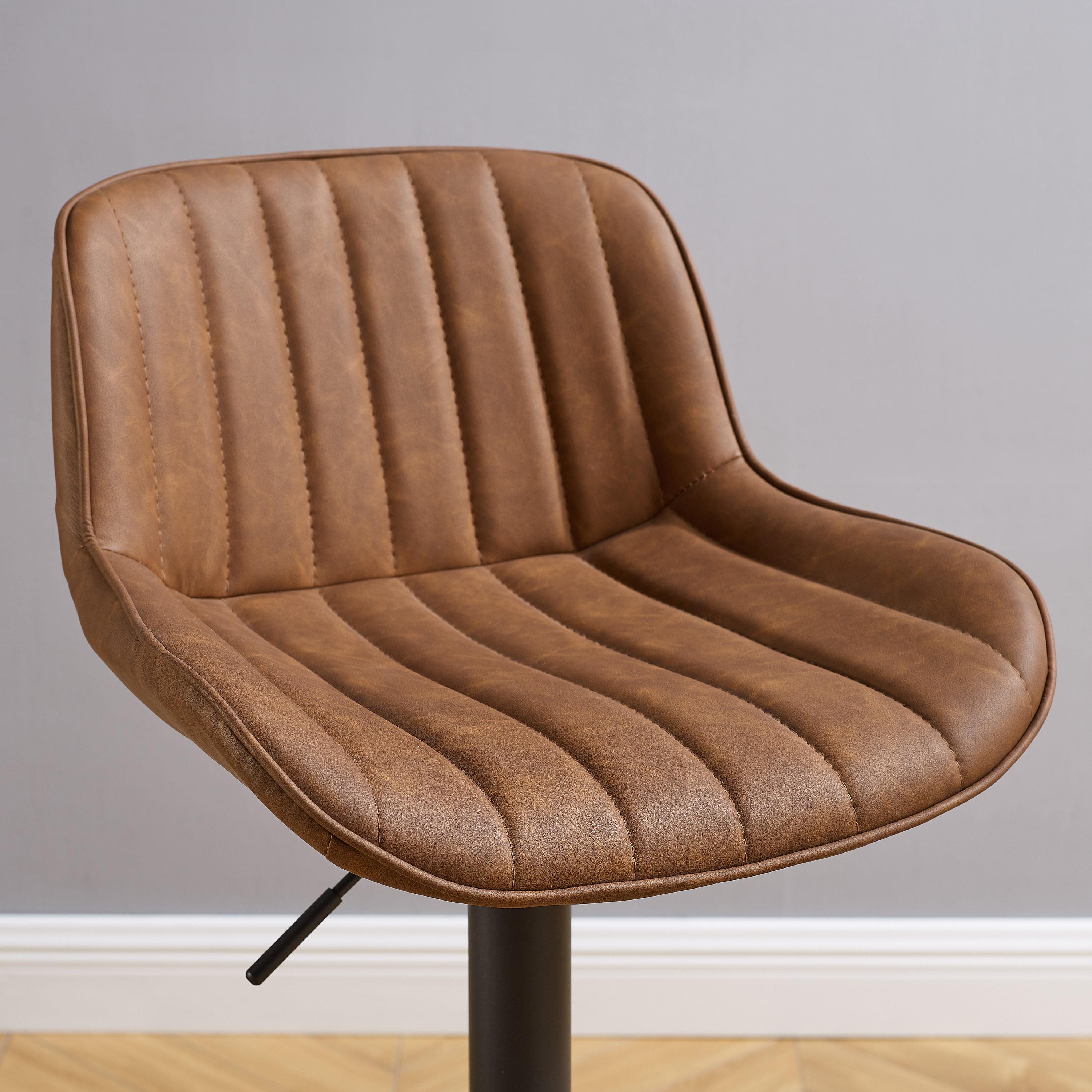 Art Leon Bar Stools Set of 2, PU Leather Swivel Steel Legs,Brown