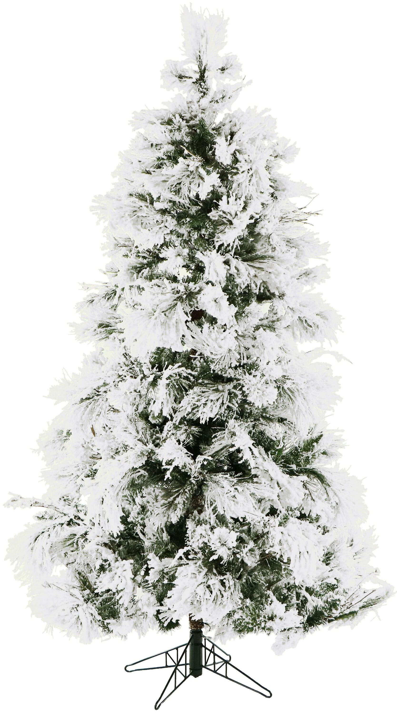 Fraser Hill Farm 6.5-Foot Pre-Lit Snow Flocked Snowy Pine Christmas Tree, Smart Lights