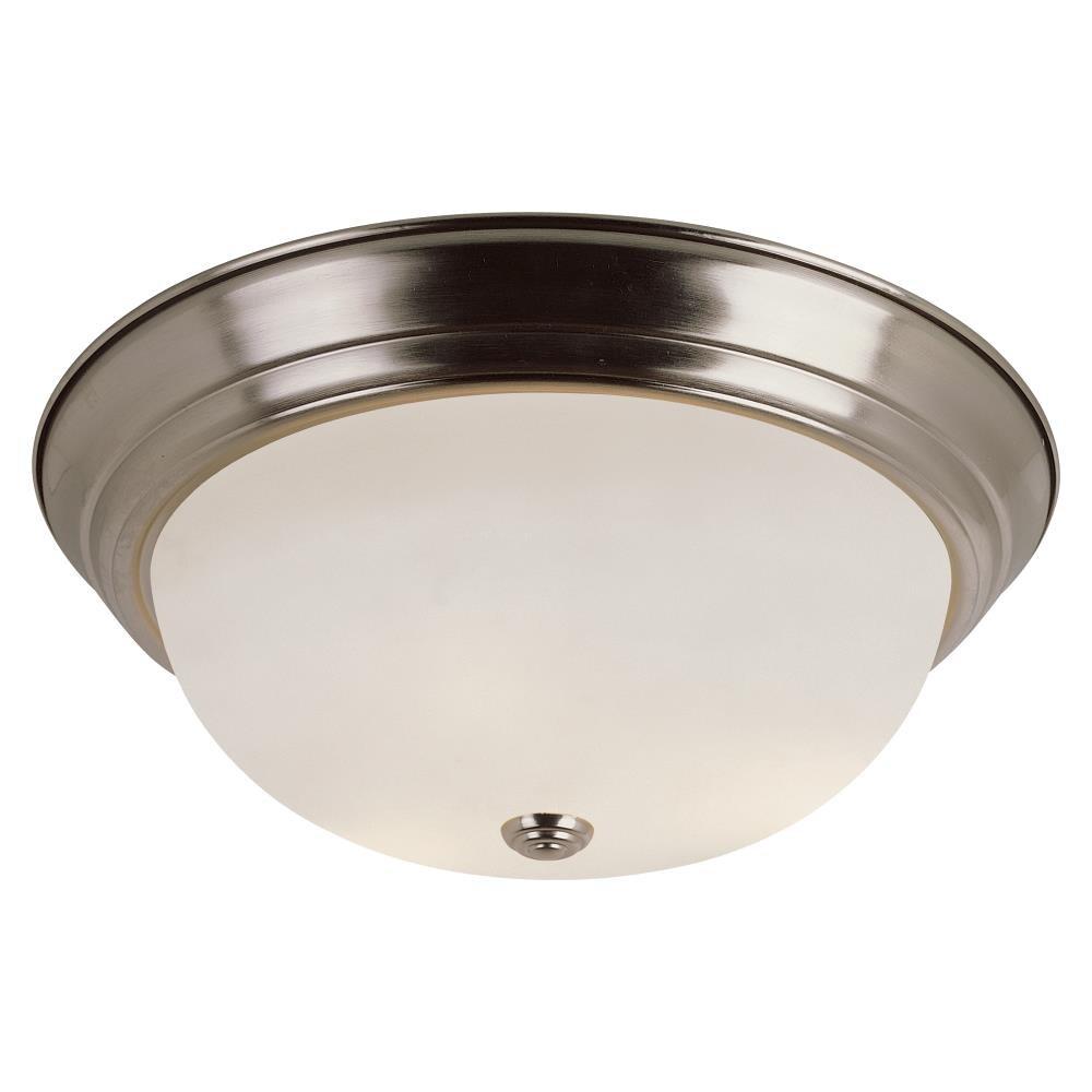 Brushed Nickel 15" Indoor/Outdoor Flush Mount Light with Frosted Glass