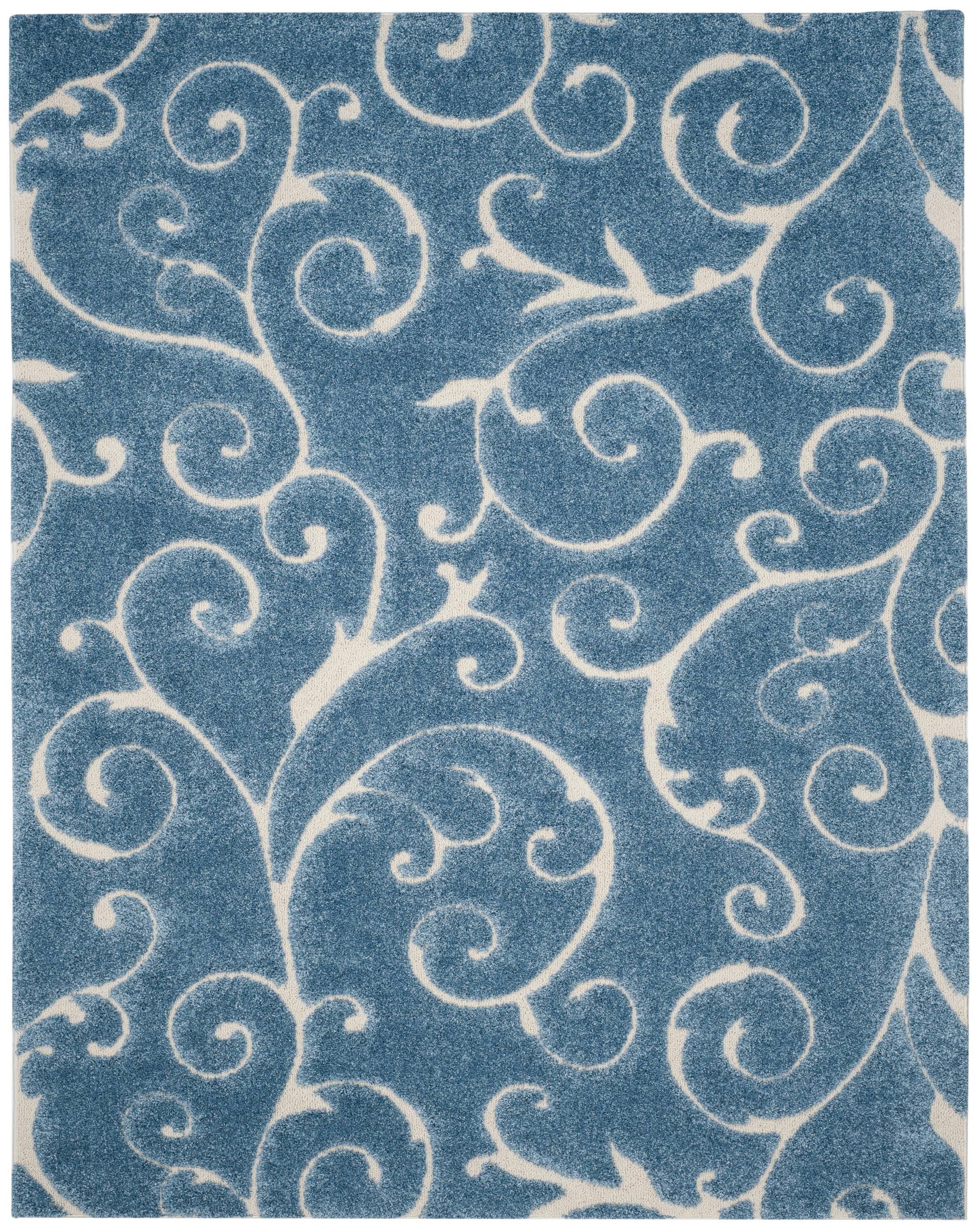 Florida Shag SG455 Power Loomed Indoor Area Rug - Light Blue/Cream - 8'x10' - Safavieh.