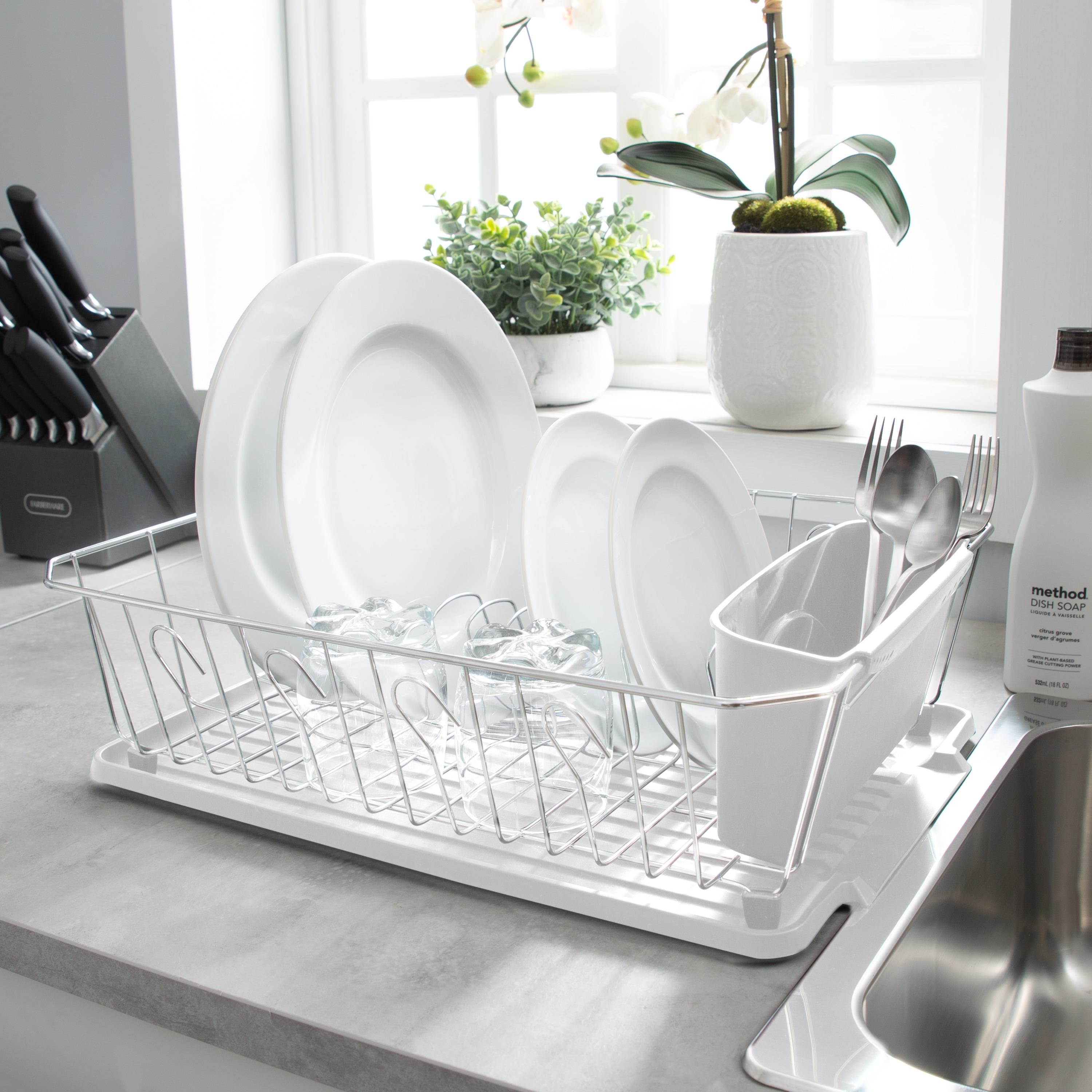 Kitchen Details Chrome 3 Piece Set Dish Rack in White