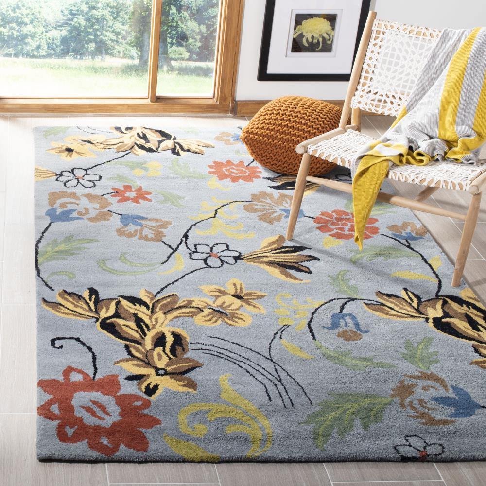 Soho SOH736 Hand Tufted Rectangle Contemporary Area Rug - Blue - 5' X 8' - Safavieh.