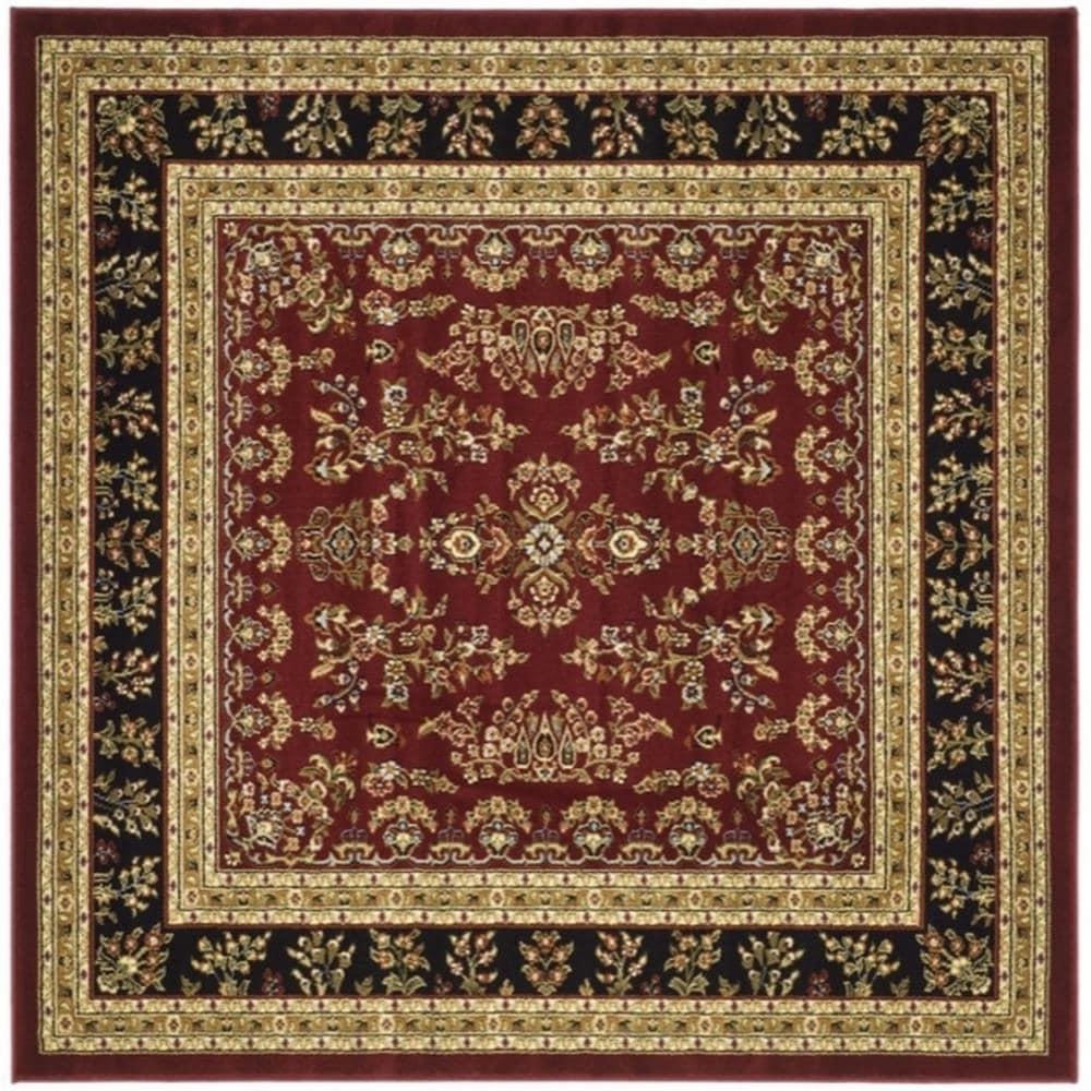 Lyndhurst Sarouk LNH331 Power Loomed Area Rug - Red/Black - 6'x6' - Safavieh