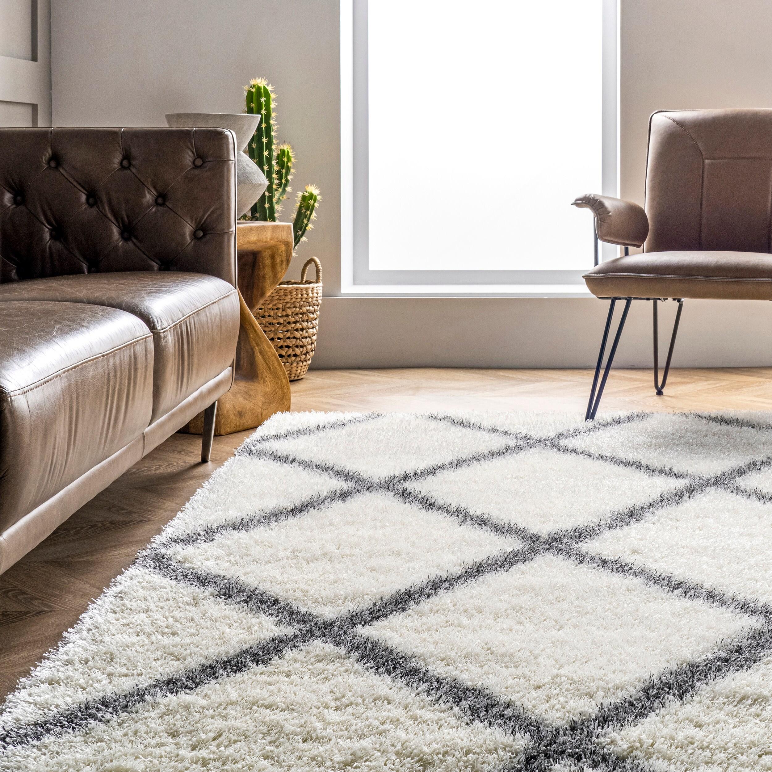nuLOOM Diamond Soft & Plush Shag Runner Rug, 2' 8" x 8', Gray