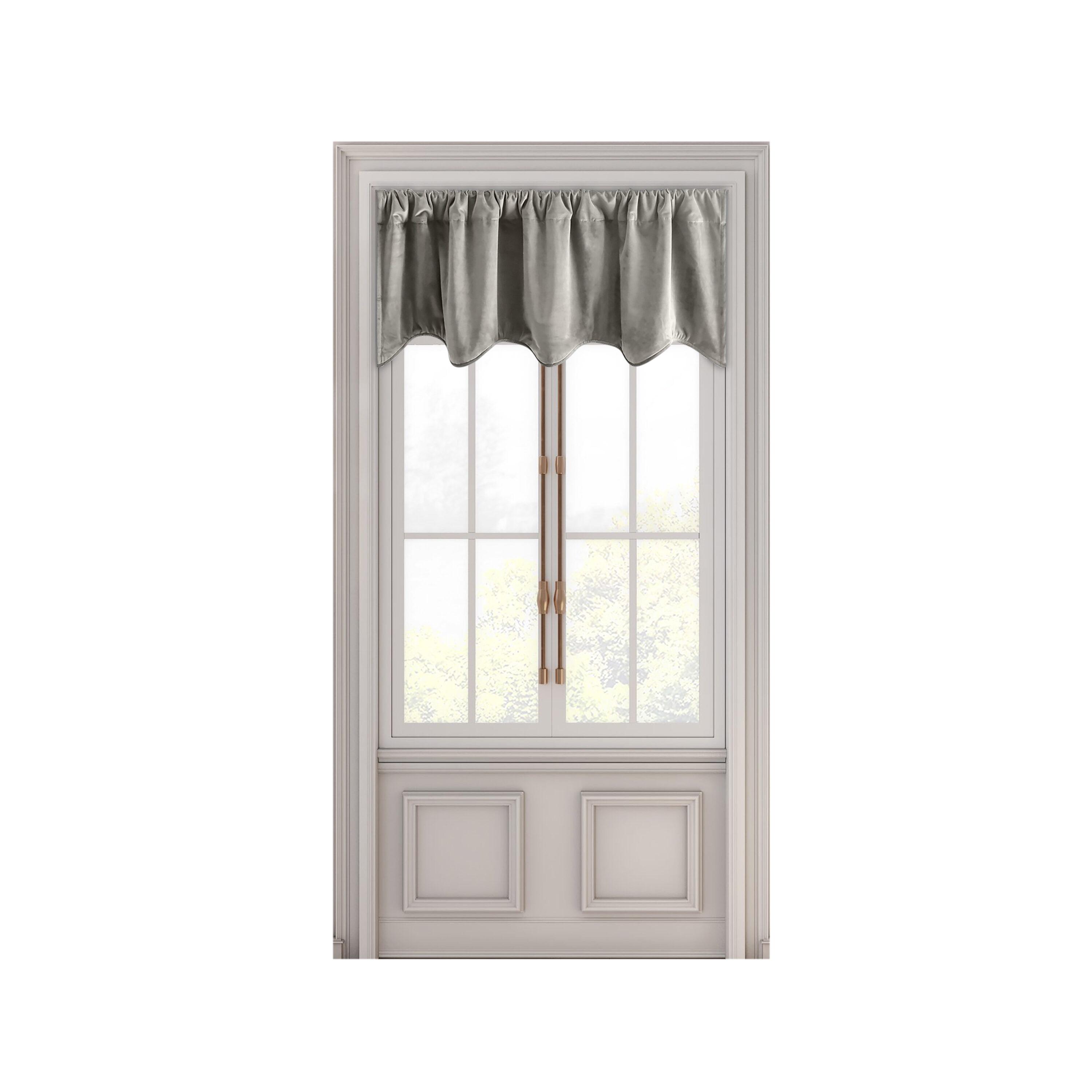 Ricardo Velvet Rod Pocket w/Back Tabs Scalloped Valance w/Backout Lining 50x17 Slate Grey