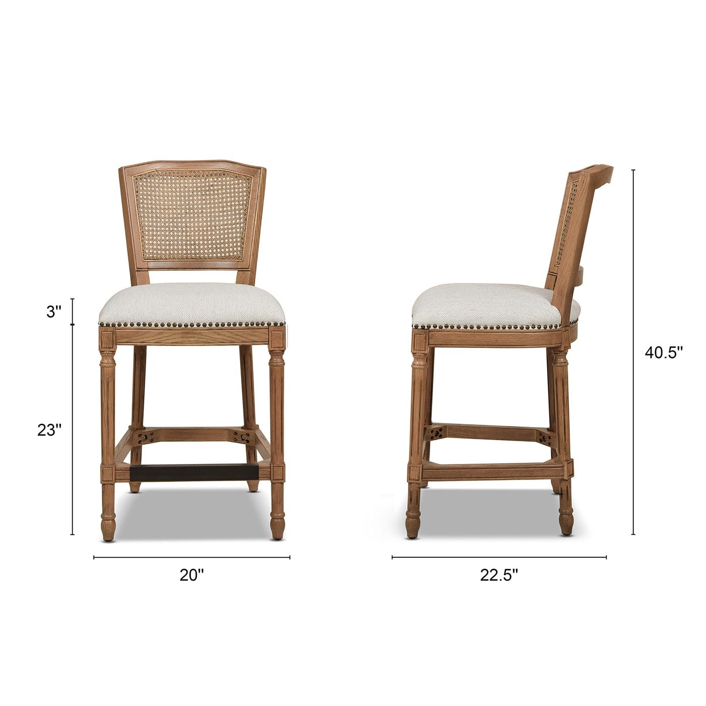 Triomphe Rattan Wicker Counter Bar Stool White Pepper Stain Resistant Polyester