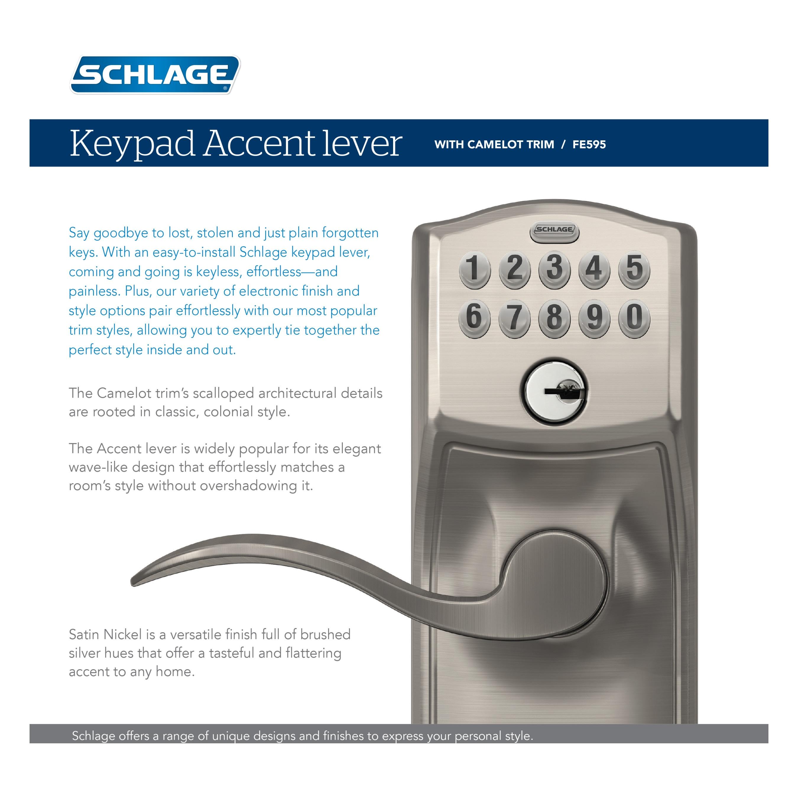 Schlage Fe595-Cam-Acc Camelot Keypad Entry - Nickel