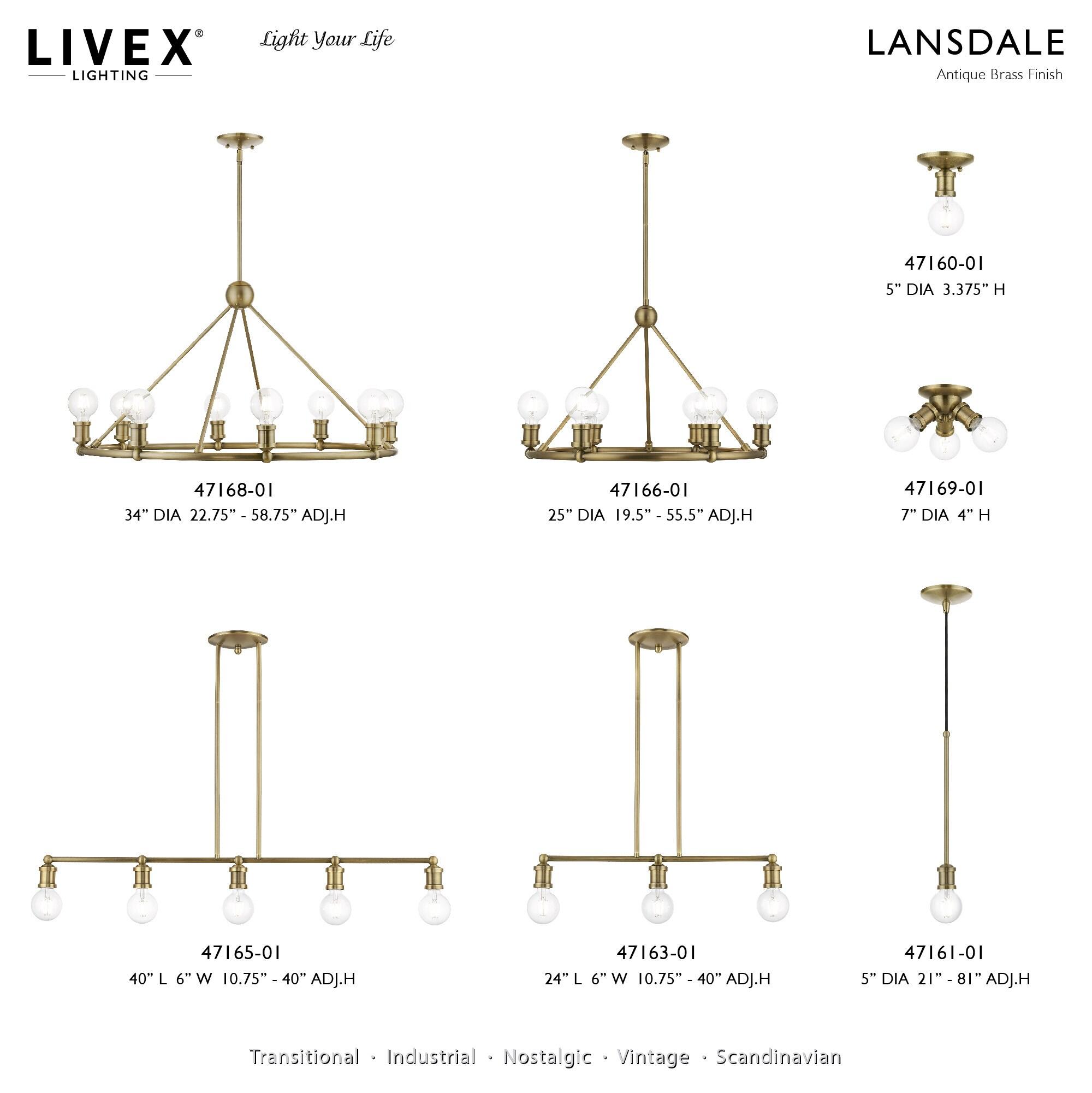 Livex Lighting Lansdale 3 - Light Flush Mount in  Antique Brass