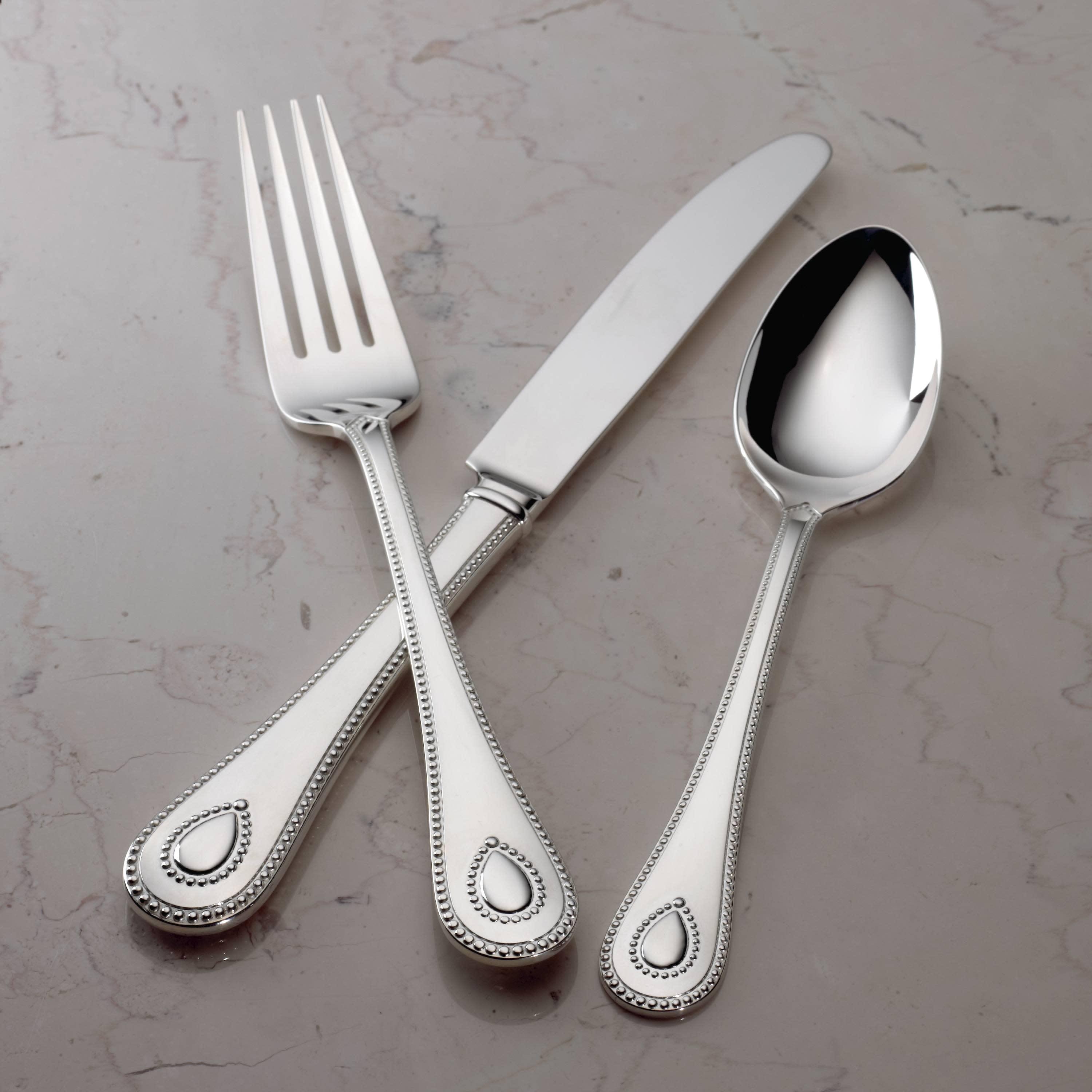 Lenox 65-Piece French Perle Flatware Set, Silver - 829739