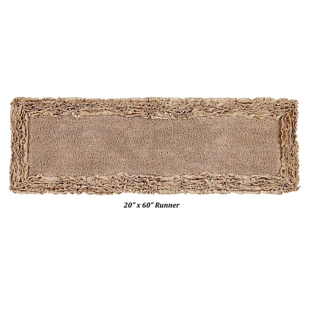 Better Trends Shaggy Boader 100% Cotton Tufted Non- Slip Backing Bath Rug 20" x 60" Runner - Beige