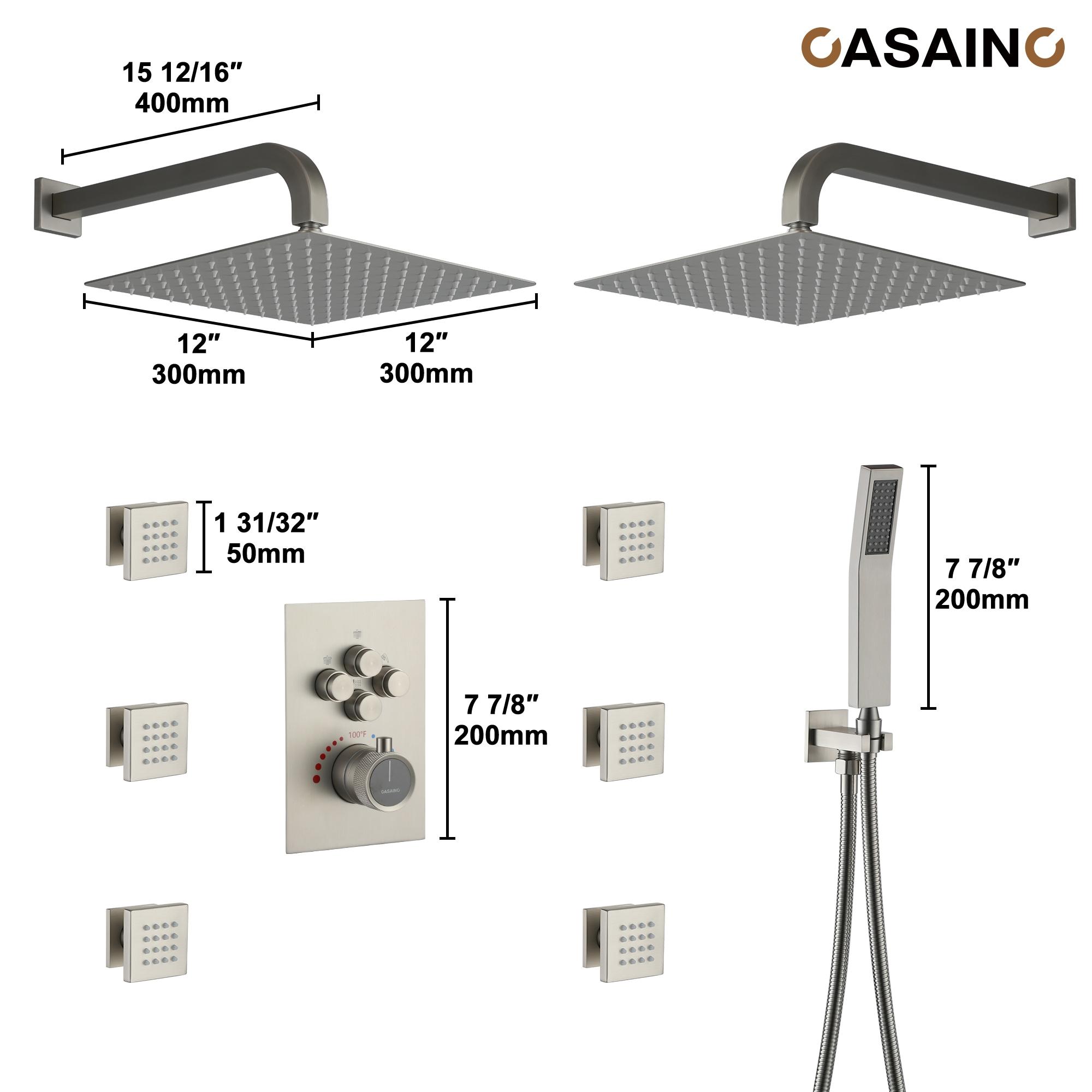CASAINC Single Handle Thermostatic 4-function Shower Faucet Dual Showerhead