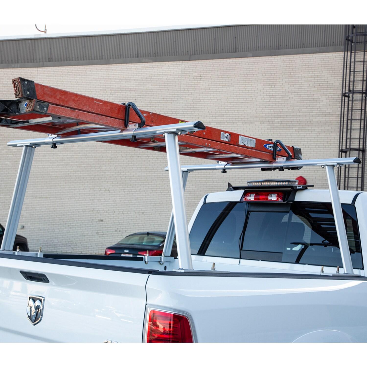 Adjustable Black Aluminum Truck Ladder Rack with J-Hooks