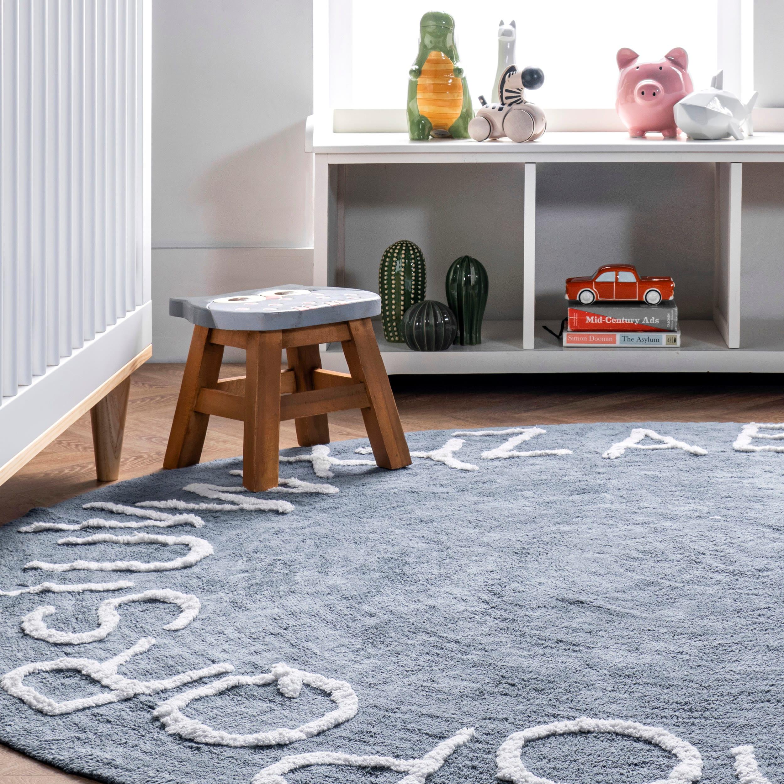 Nuloom Kids Washable Alphabet Indoor Area Rug 3' x 5' in Blue