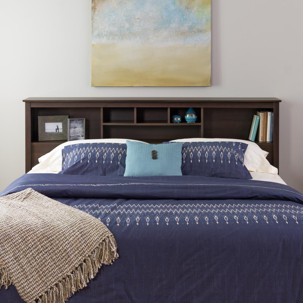 Prepac King Bookcase Headboard Espresso Brown: Wood Composite Storage Headboard, No Mattress Included