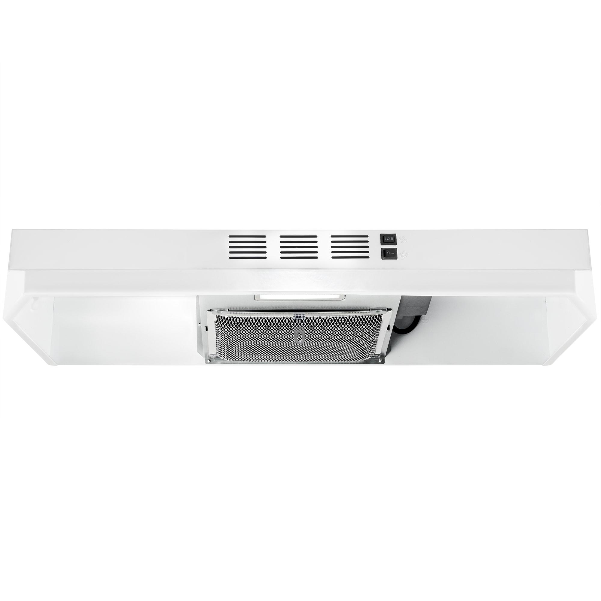 24-in 176 CFM White Under Cabinet Range Hood With Charcoal Filter