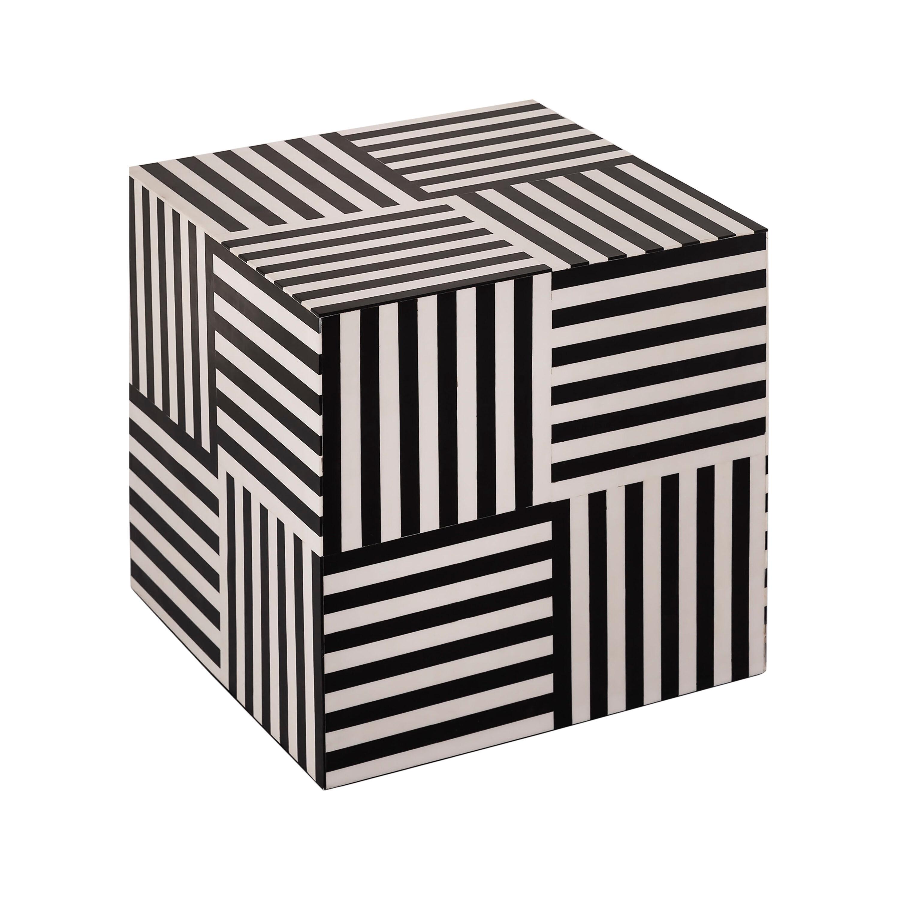 TOV Furniture Cube Black and White Side Table