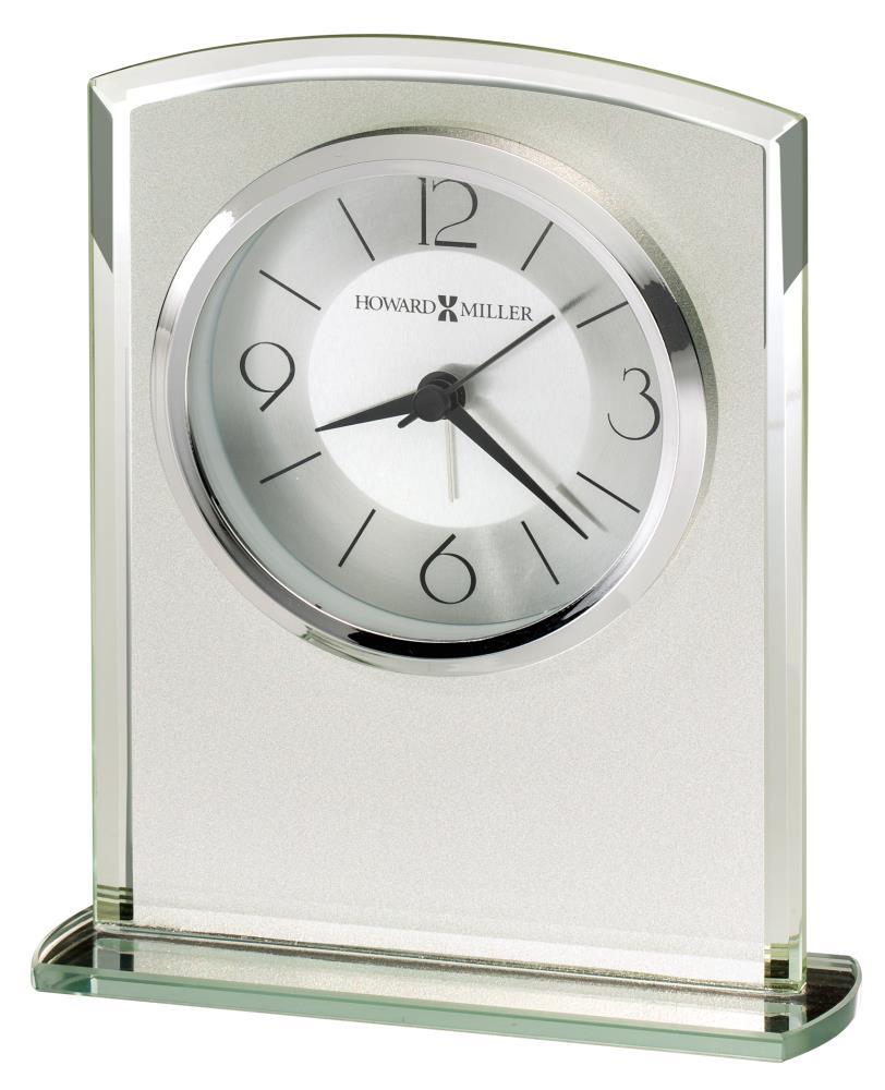 Glamour Modern & Contemporary Analog Silver Quartz Movement / Crystal Tabletop Clock with Alarm in Glass