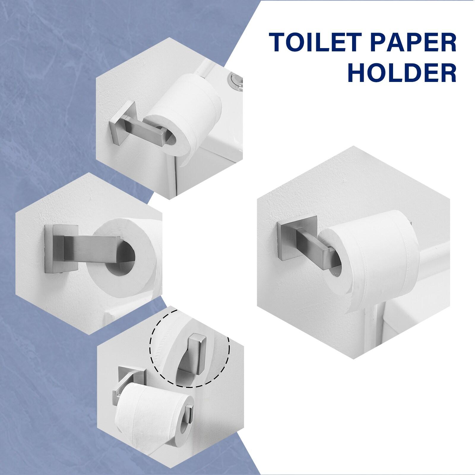 BWE 4-Piece Bath Hardware Set with Towel Bar Hand Towel Holder Toilet Paper Holder Towel Hook Square