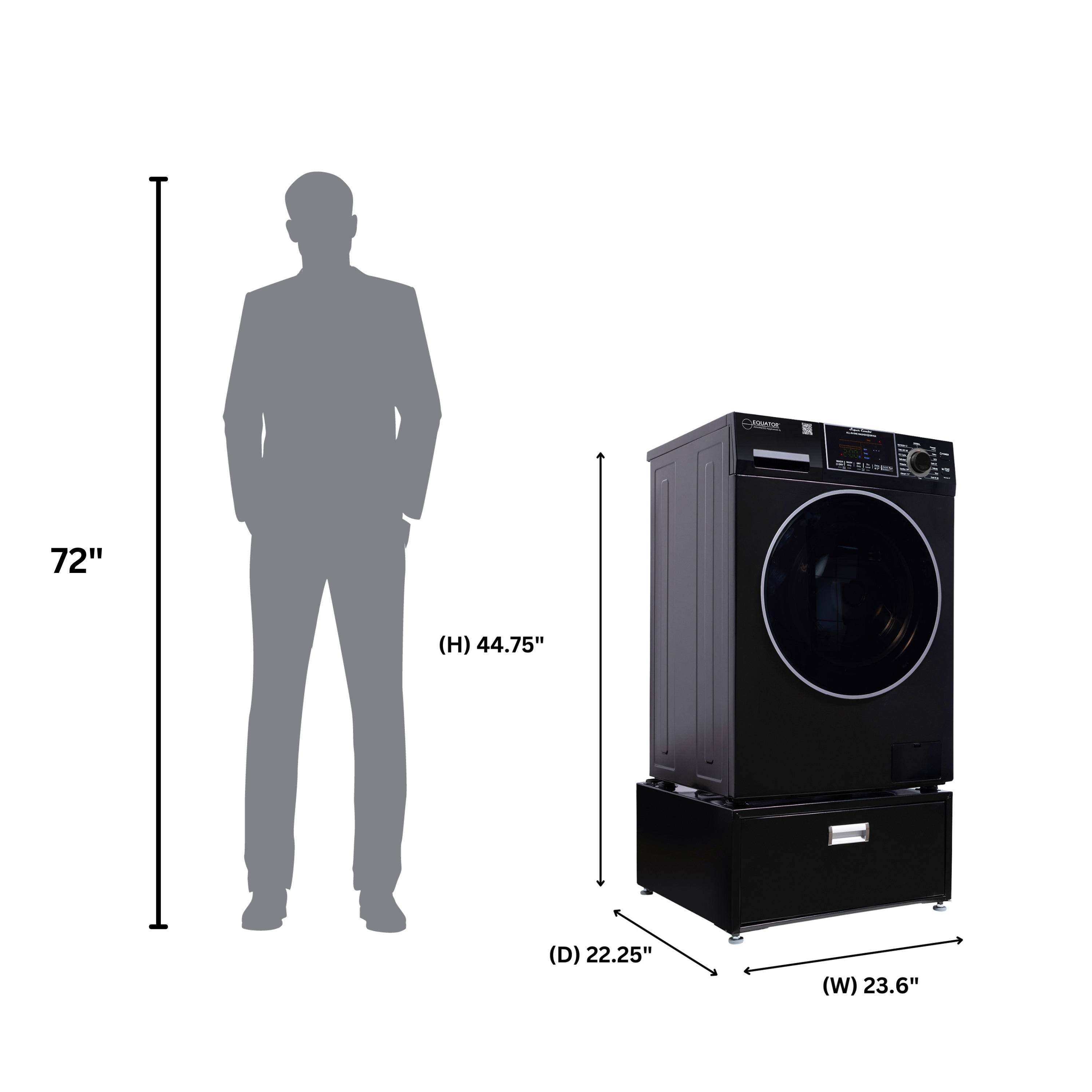 All-in-one Washer Dryer CONVERTIBLE PET Sanitize Cycle 15 lbs 1400RPM+Pedestal