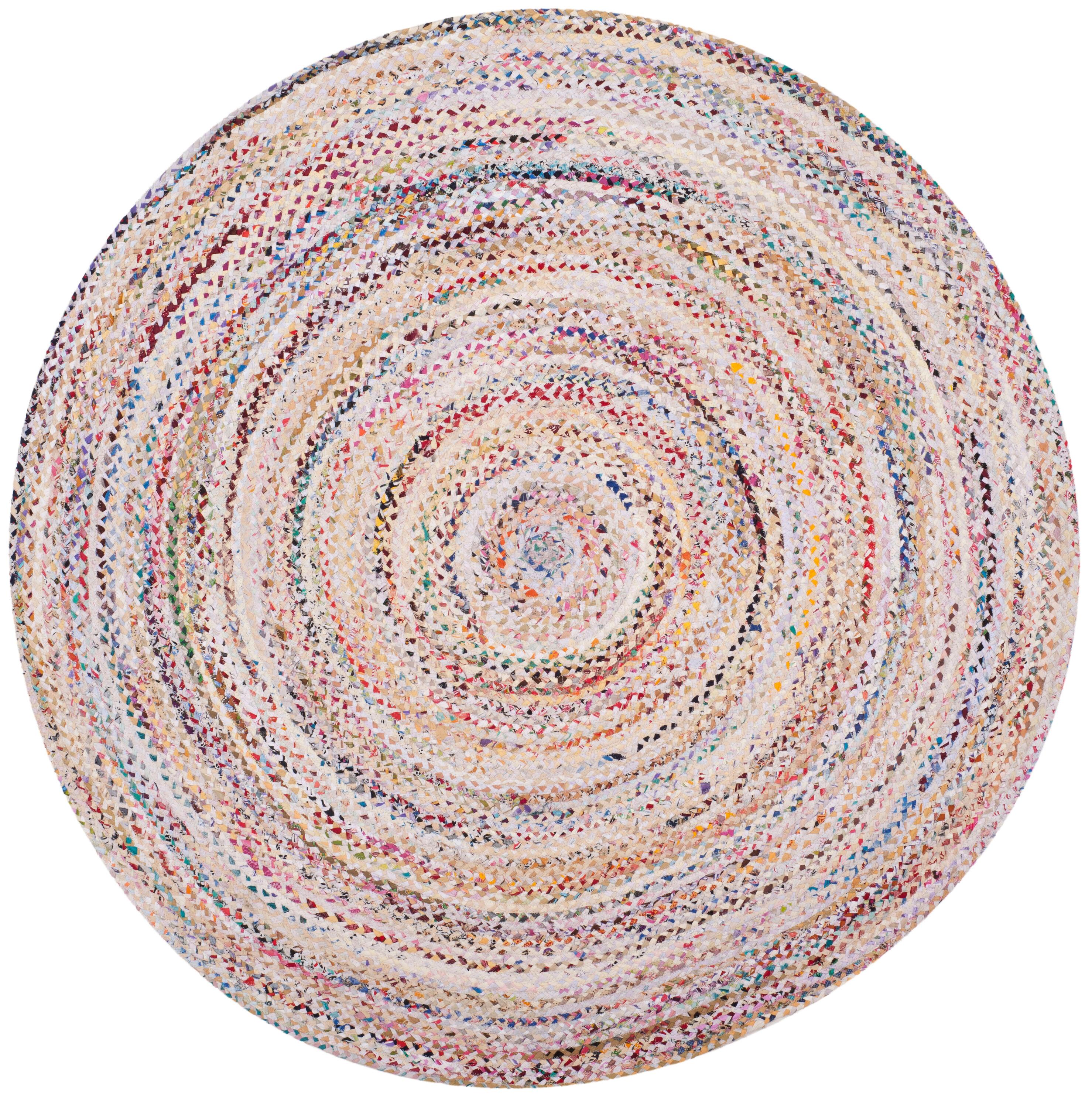 Braided BRD210 Hand Woven Area Rug - Ivory/Multi - 5' Round - Safavieh.