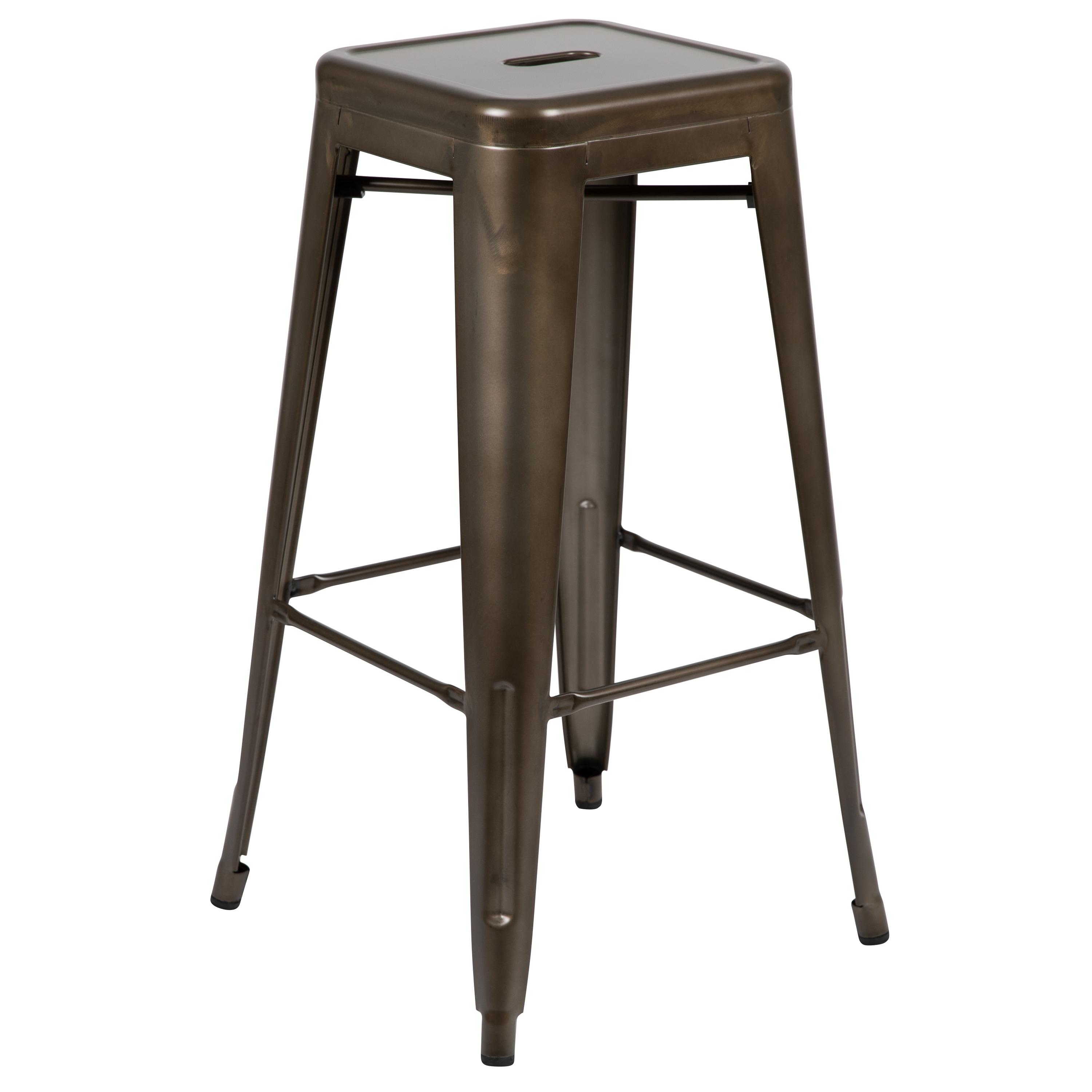 Flash Furniture 30" High Metal Indoor Bar Stool in Gun Metal Gray - Stackable Set of 4