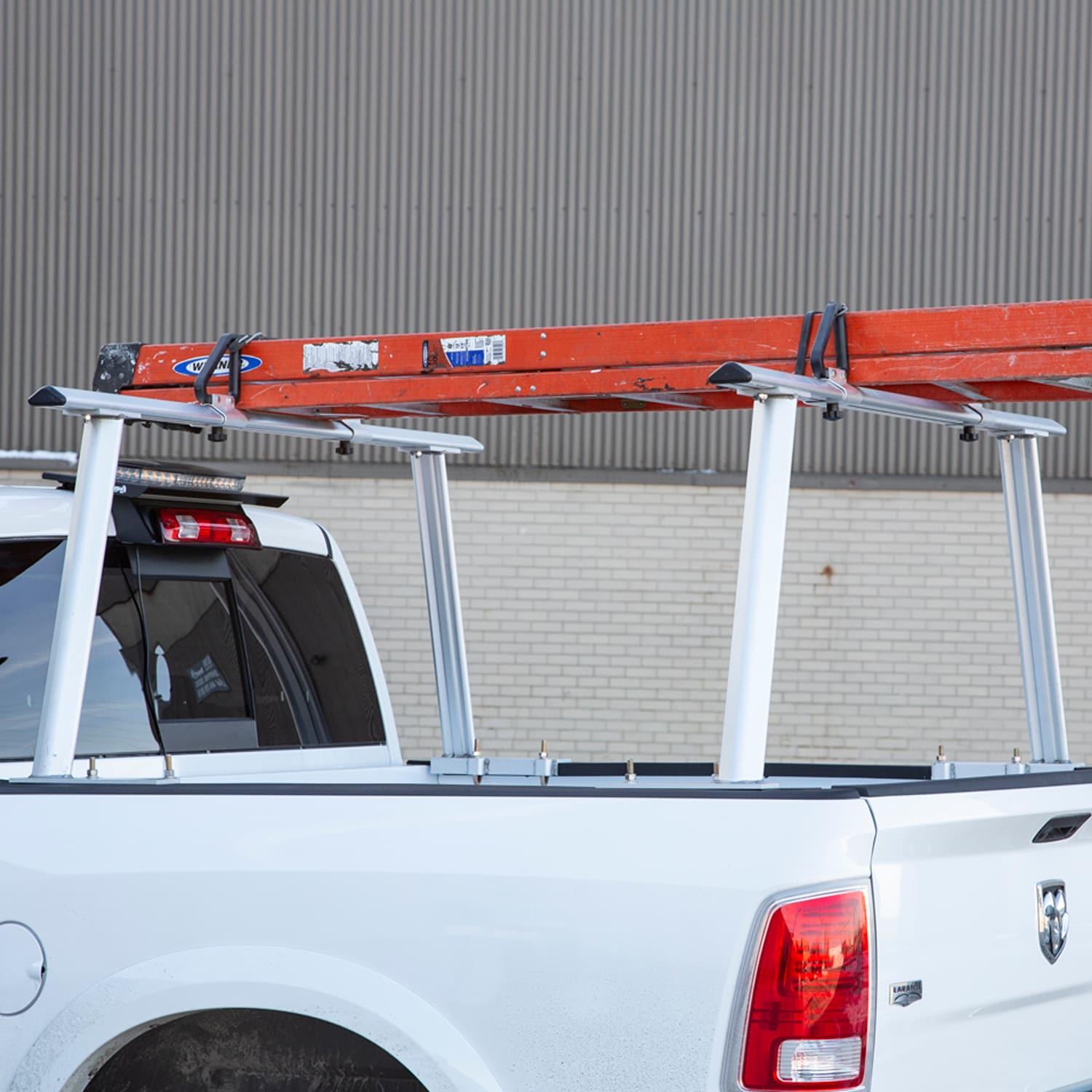 Adjustable Black Aluminum Truck Ladder Rack with J-Hooks