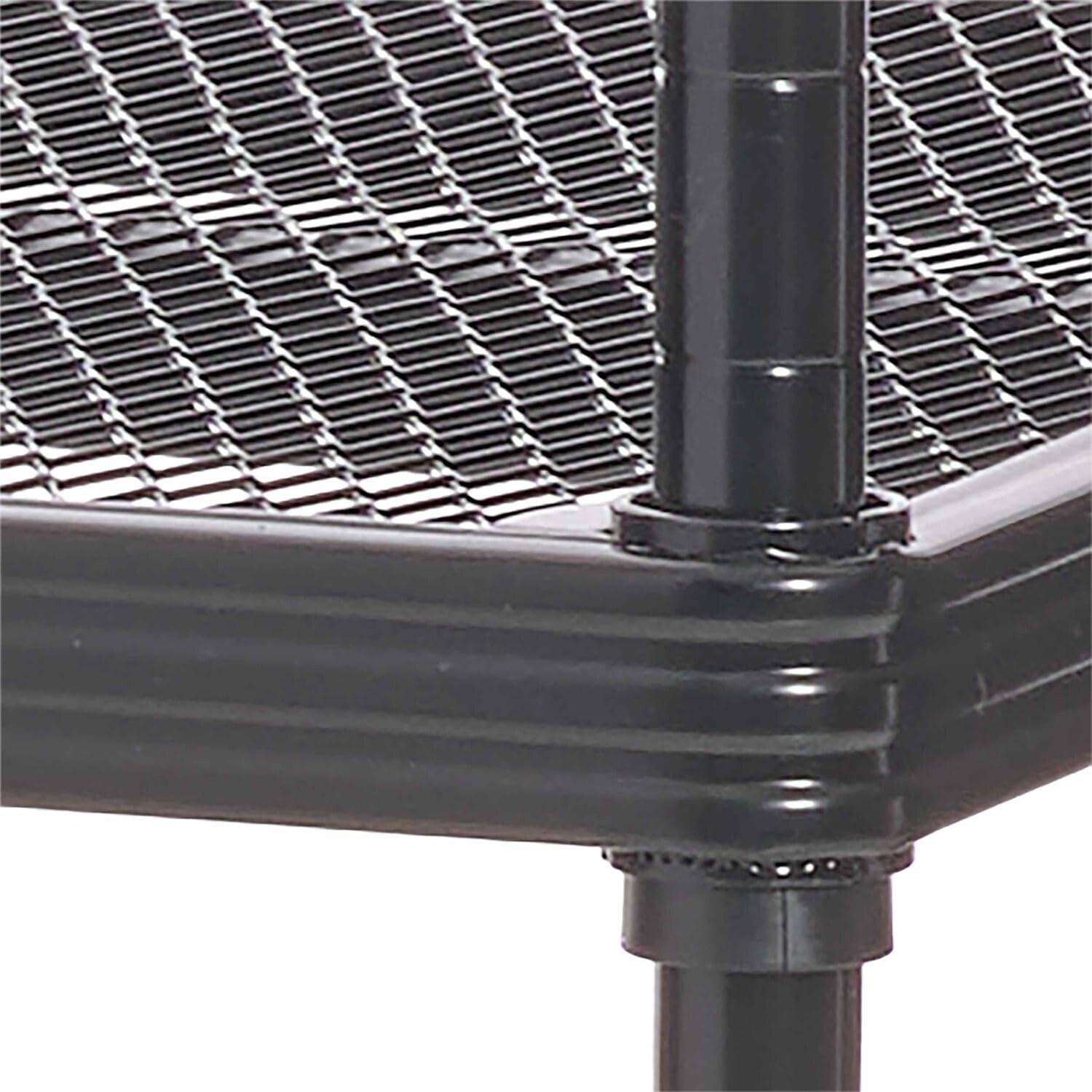 Design Ideas MeshWorks 3 Tier Full-Size Metal Storage Shelving Unit Rack for Kitchen, Office, and Garage Organization, 23.6” x 13.8” x 31.5,” Black