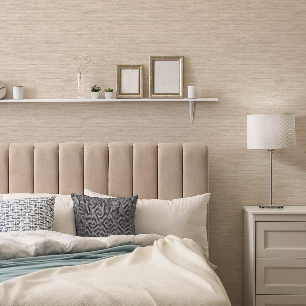Tempaper & Co.® Faux Horizontal Grasscloth Removable Peel and Stick Wallpaper, Textured Ecru, 28 sq. ft.: Vinyl, Prepasted, Abstract Pattern