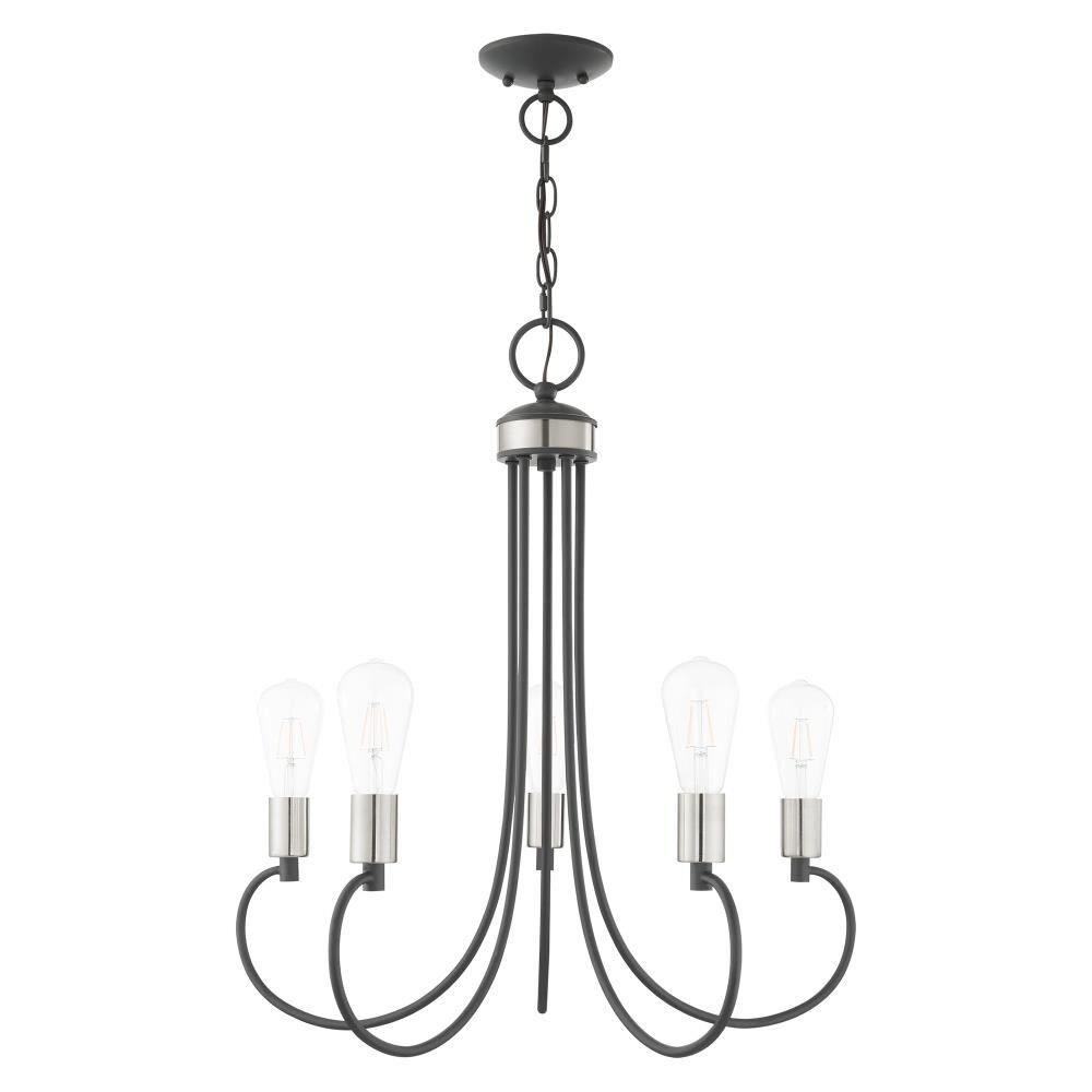 Mini Bari 5-Light Scandinavian Gray Crystal Candle Chandelier