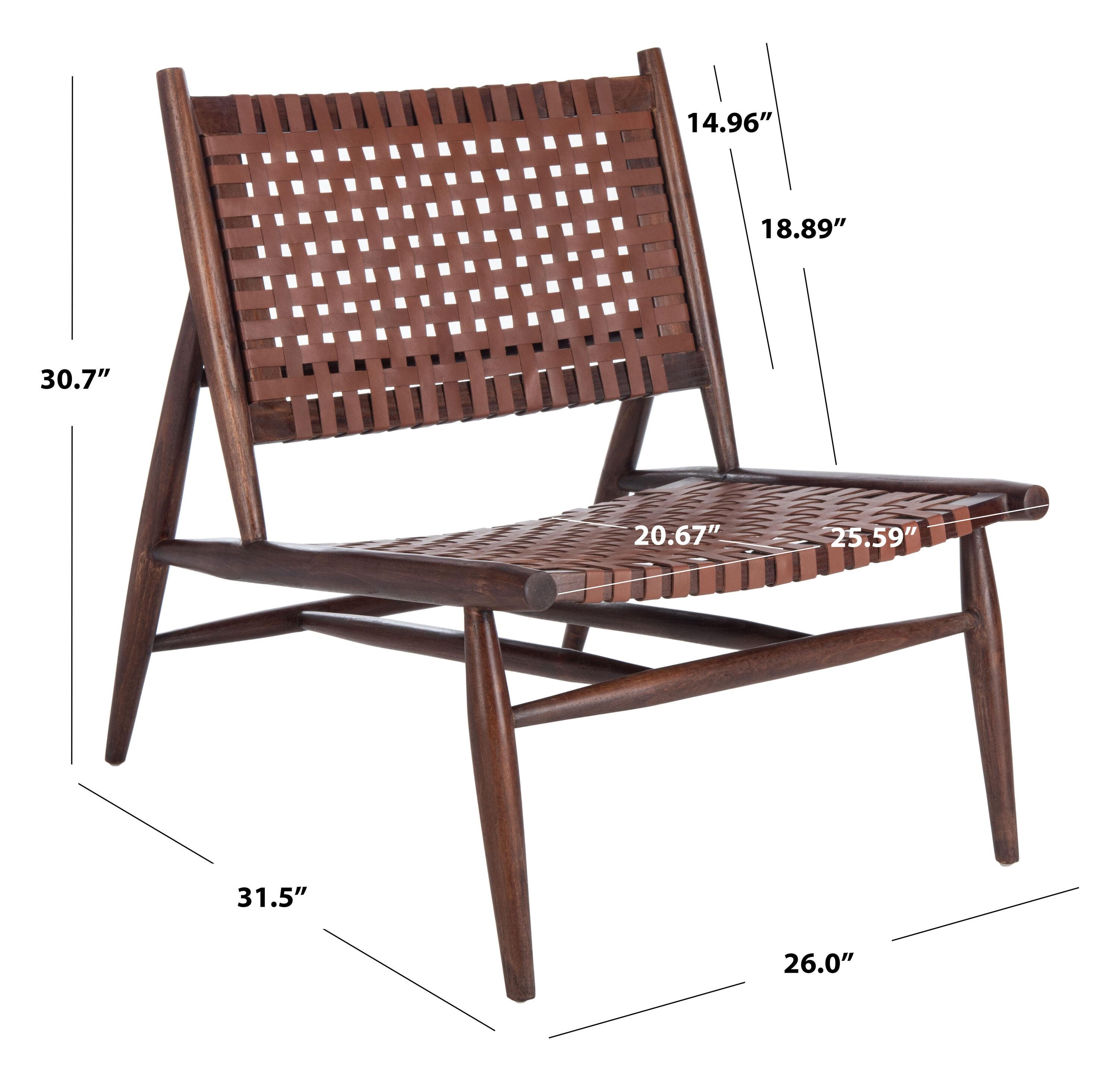 Soleil Leather Woven Accent Chair - Cognac - Safavieh