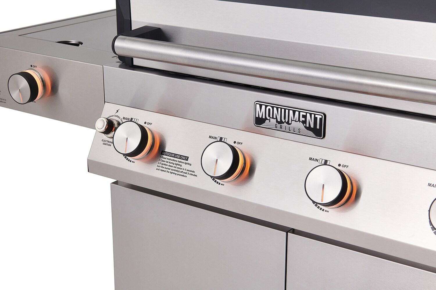 Denali 4-Burner Propane Gas Grill in Stainless with Clearview Lid, 3-Phase LED Controls and Side Burner