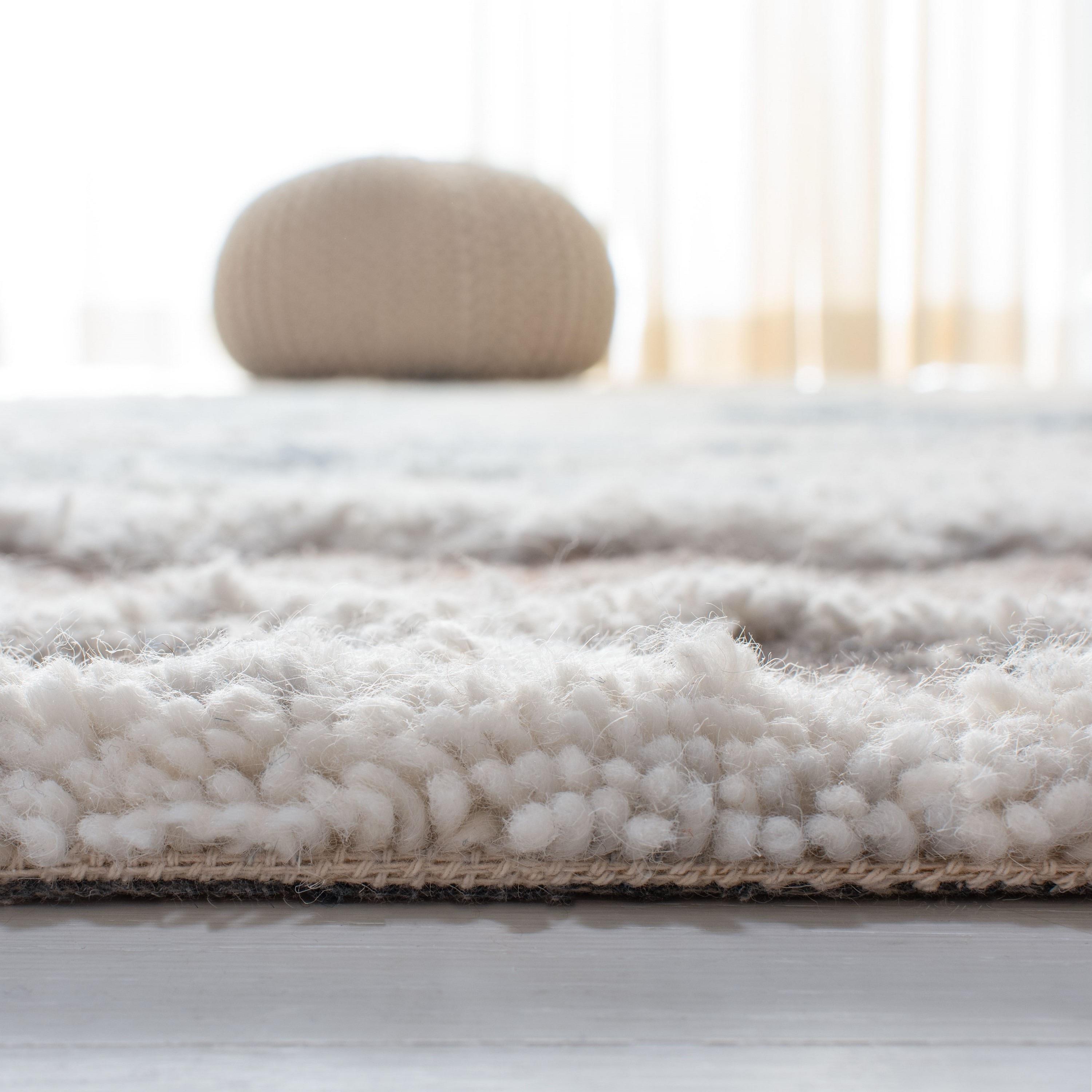 Casablanca Shag CSB618 Hand Tufted Indoor Runner Rug - Beige/Navy - 2'3"x8' - Safavieh