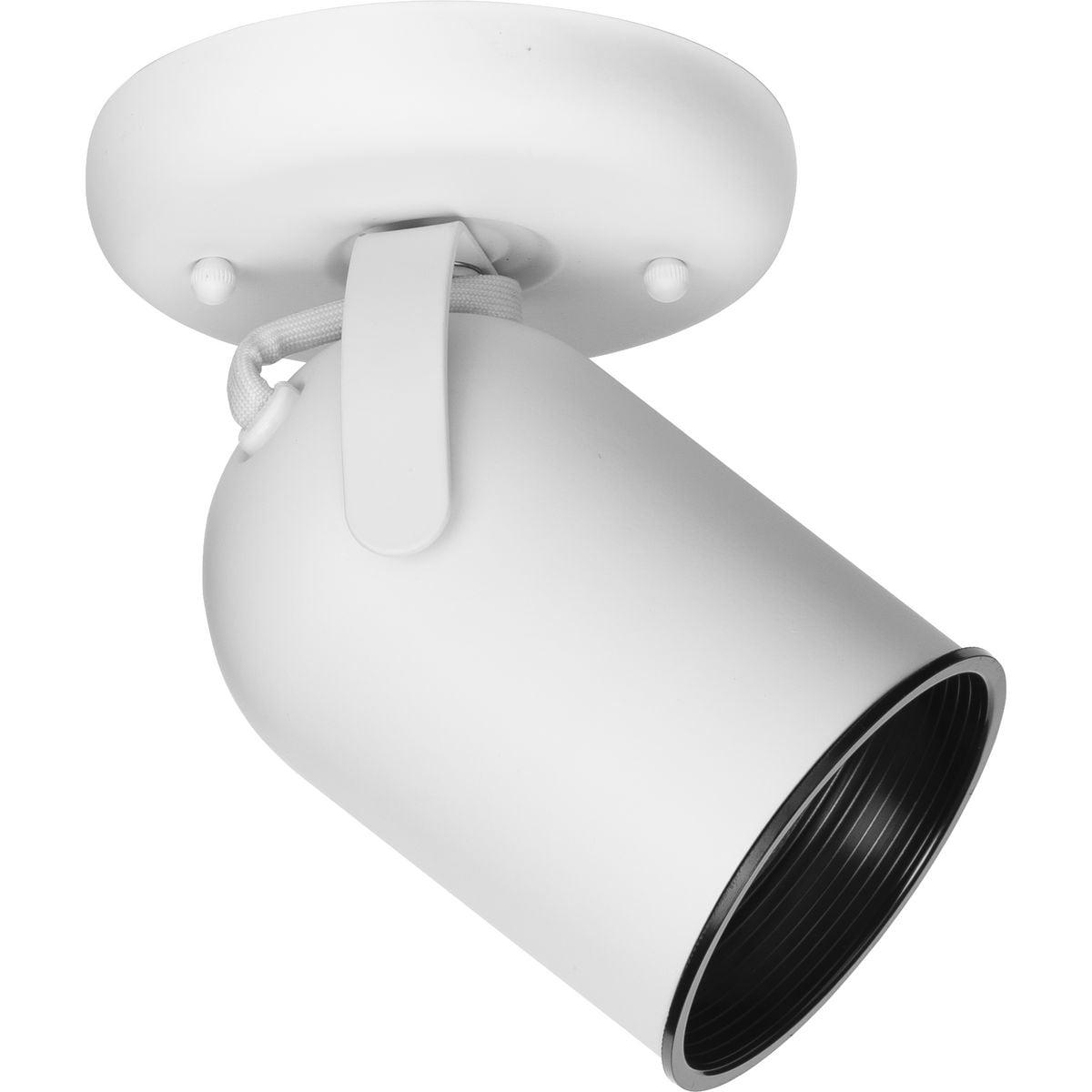 Progress Lighting, Directionals, 1-Light, Ceiling Light, Brushed Nickel, Round Back, White Shade