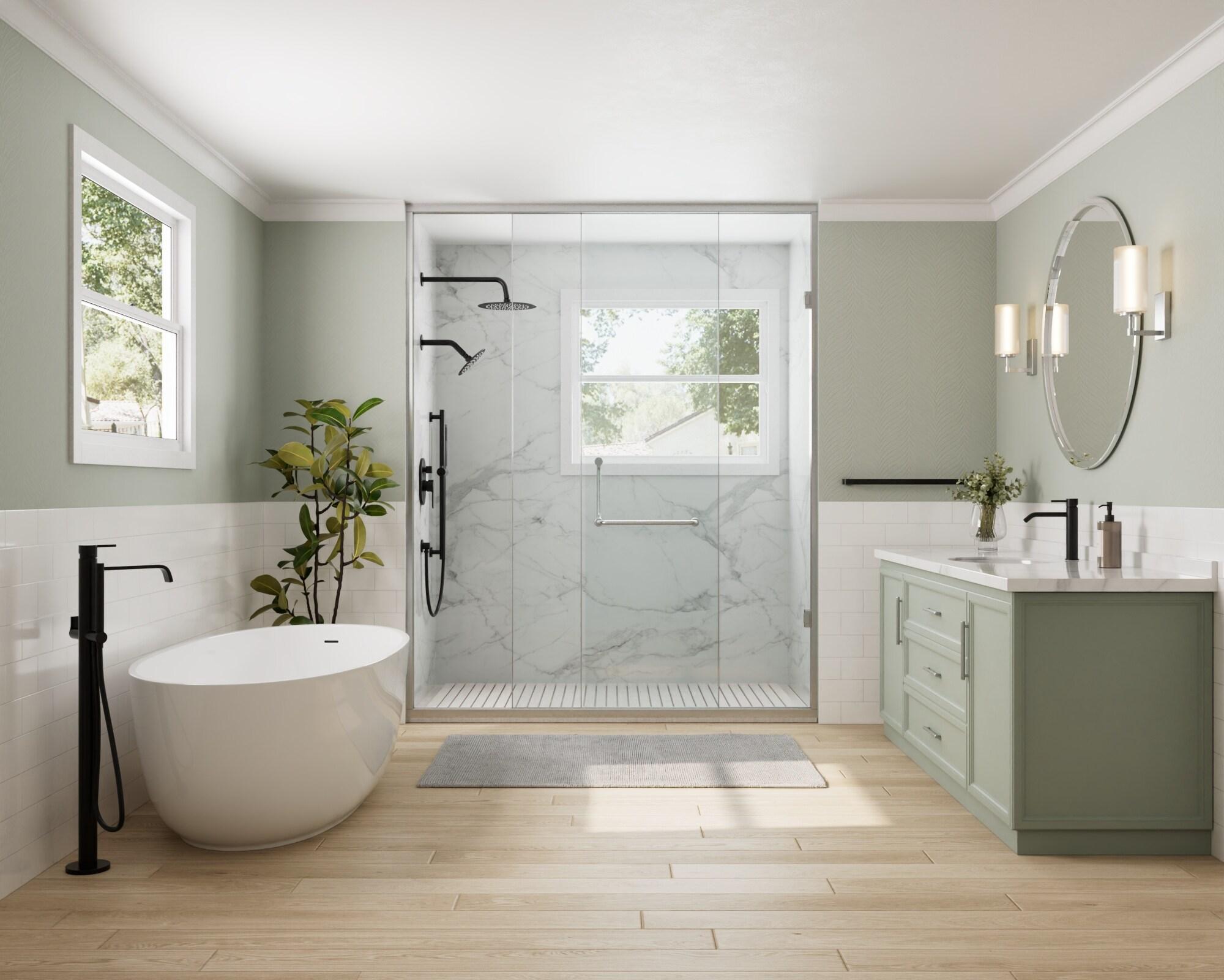 GRANDJOY Complete Shower System, 10" and 6" Dual Wall Mount Rain Shower Faucets with Handheld Shower Spray, High Pressure in Matte Black